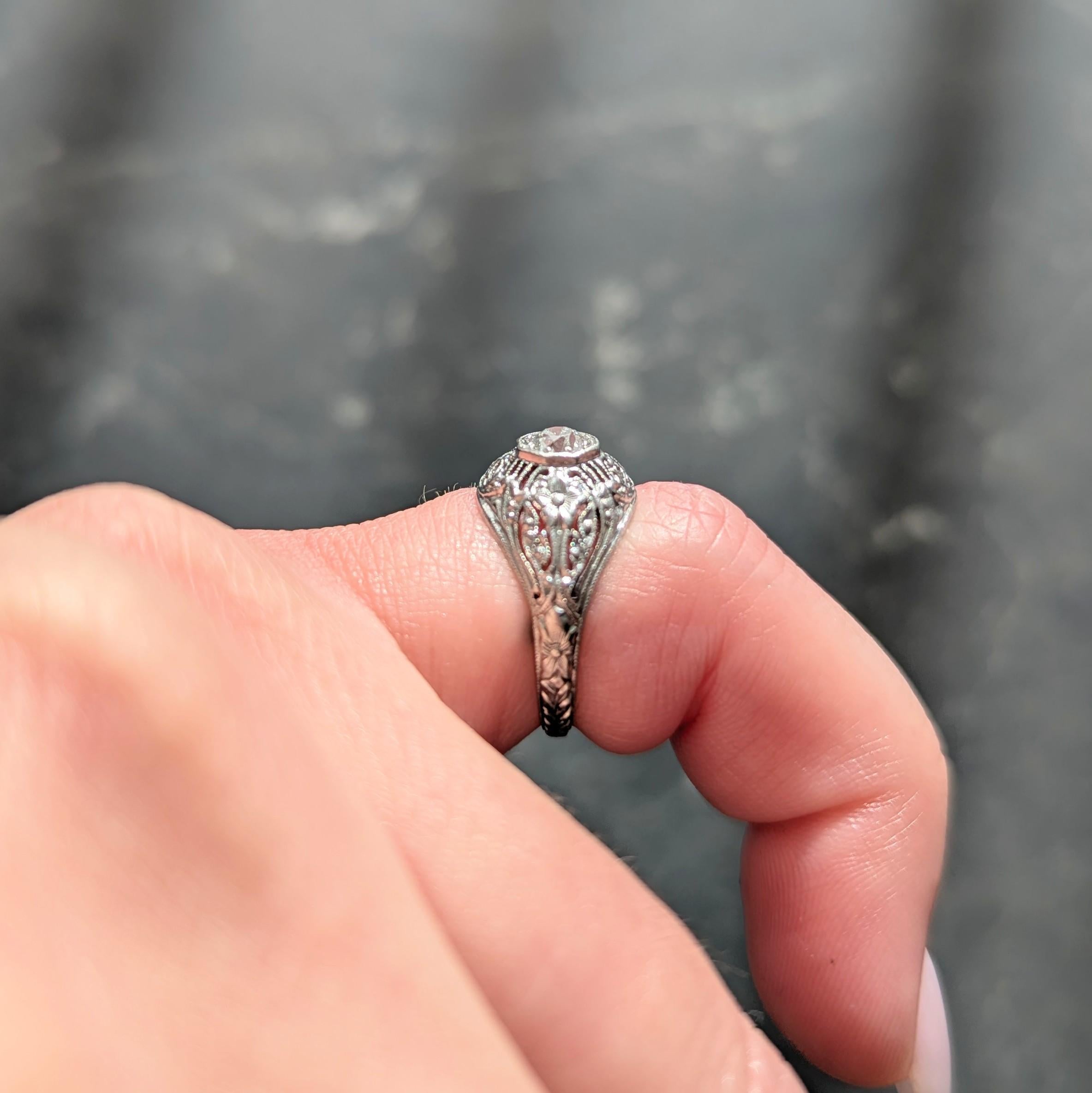 Edwardian Old European Diamond Platinum Orange Blossom Antique Engagement Ring