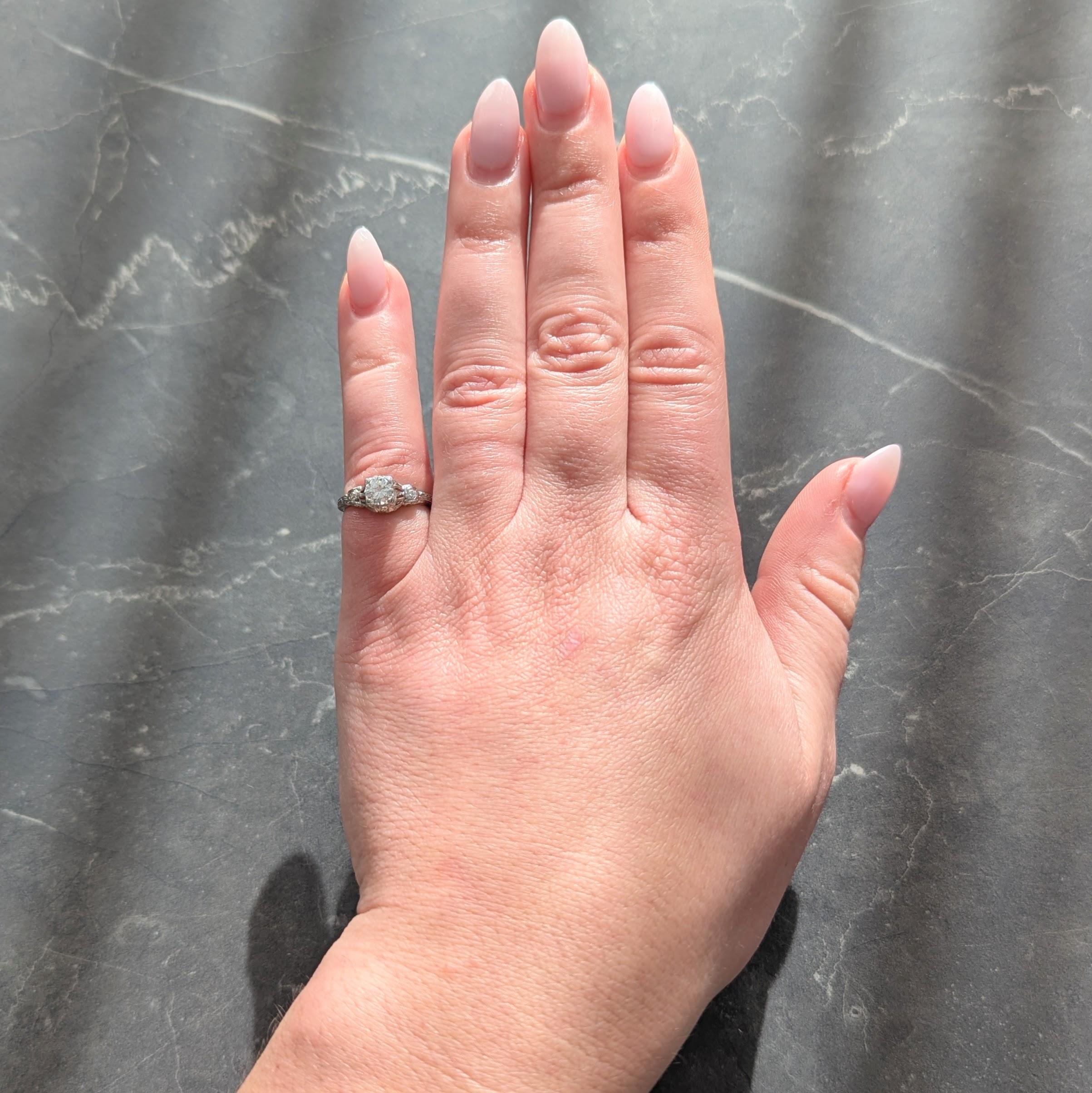 Maurice Tishman Art Deco 0.40 CTW Diamond Platinum Vintage Engagement Ring