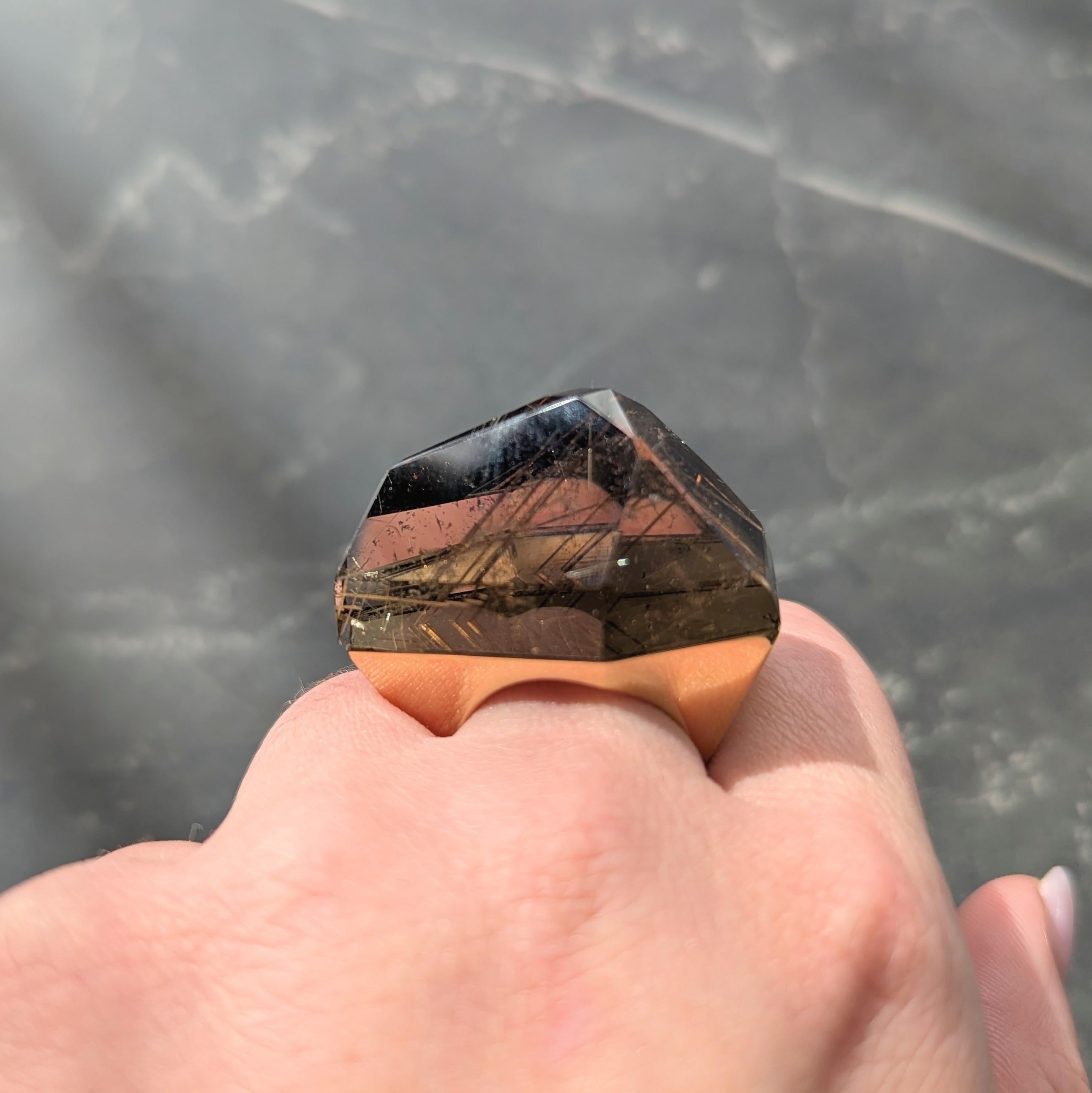 H. Stern Diane Von Furstenberg Rutilated Quartz 18 Karat Yellow Gold Power Ring