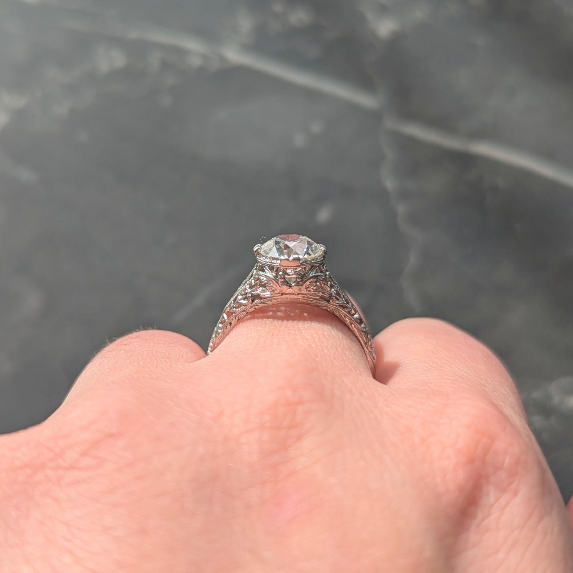 Art Deco C.D. Peacock European Diamond Platinum Vintage Lovebird Engagement Ring