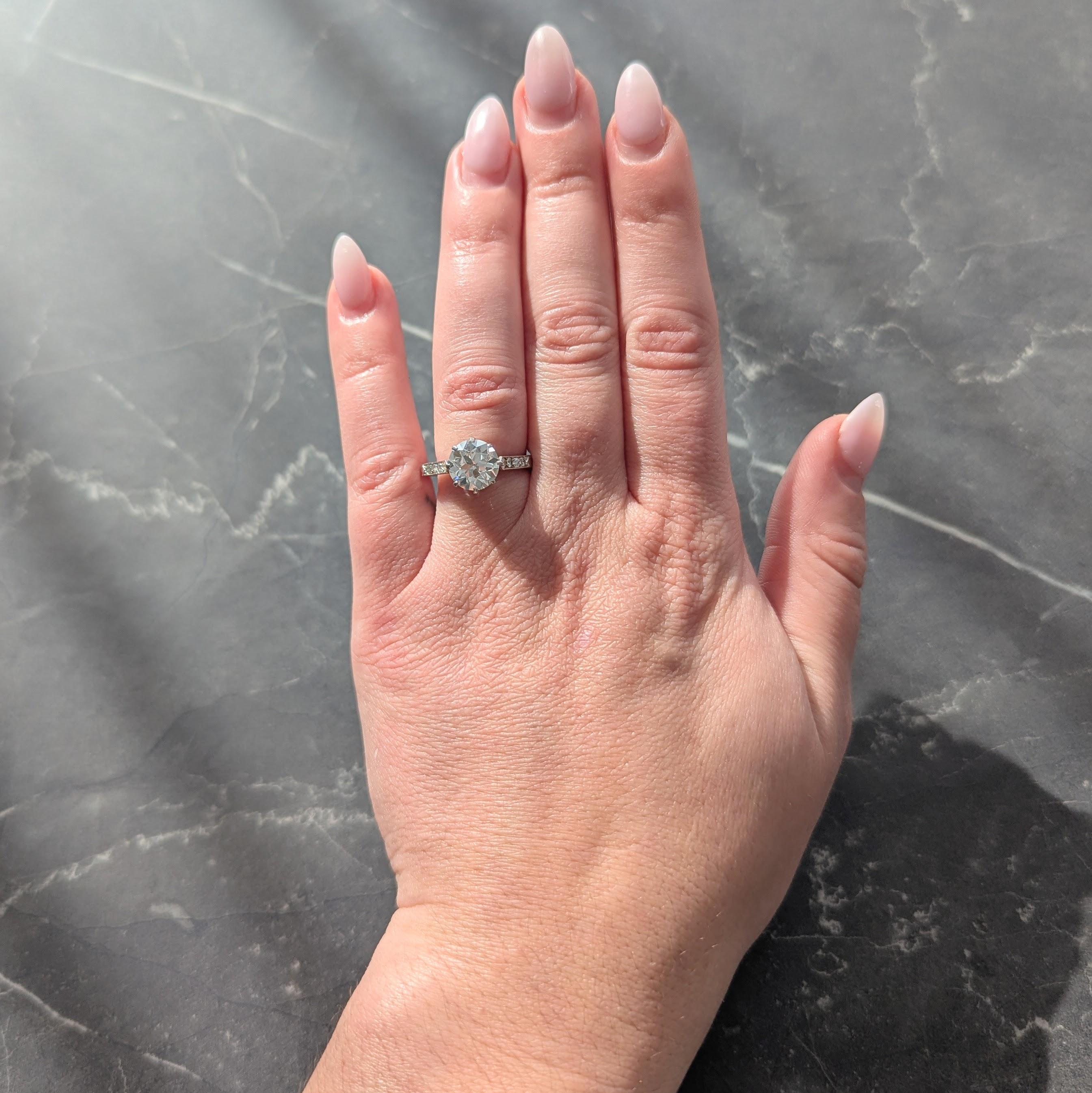 Edwardian 2.68 CTW Old European Cut Diamond Platinum Antique Engagement Ring