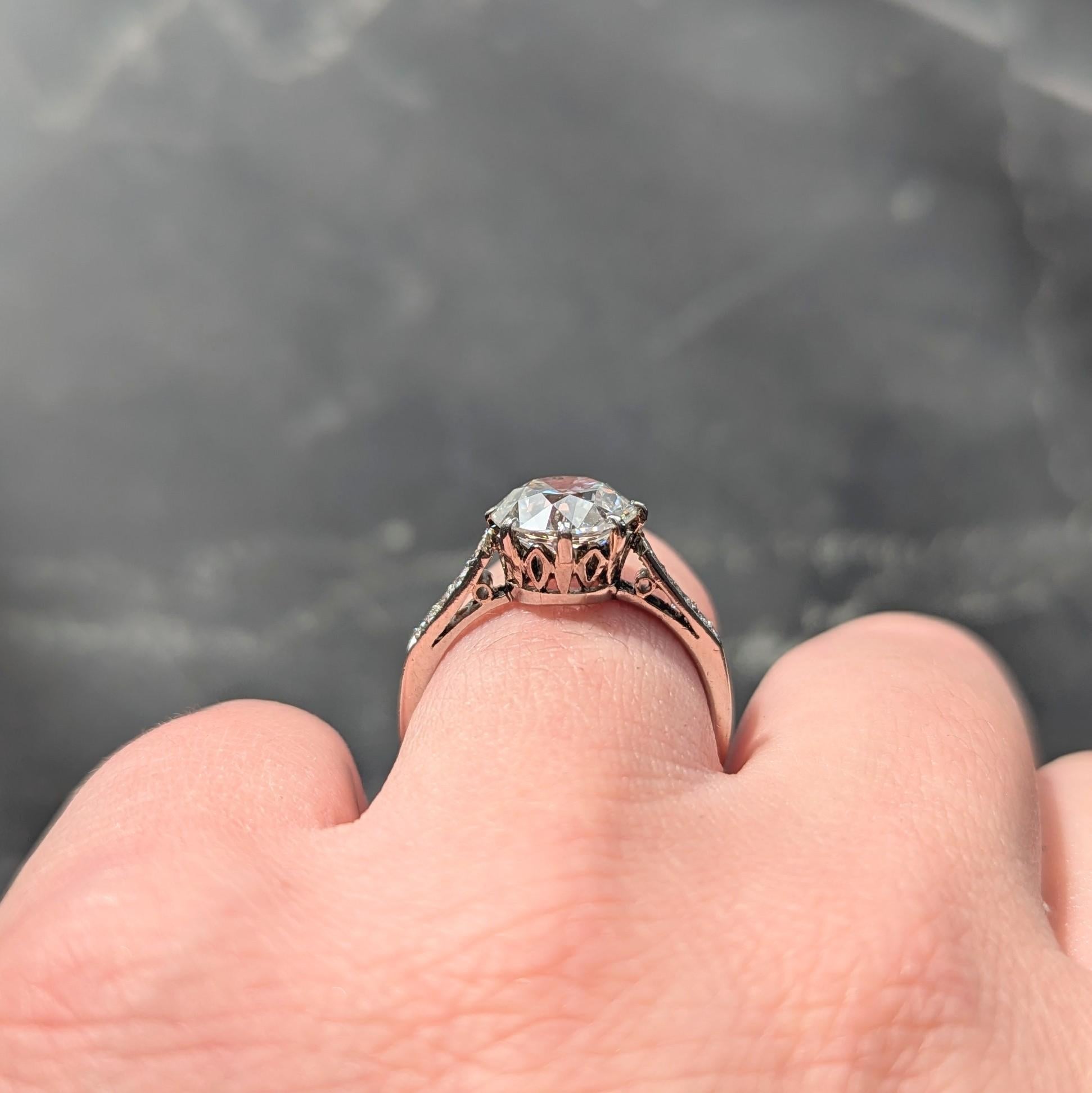 Edwardian 2.68 CTW Old European Cut Diamond Platinum Antique Engagement Ring