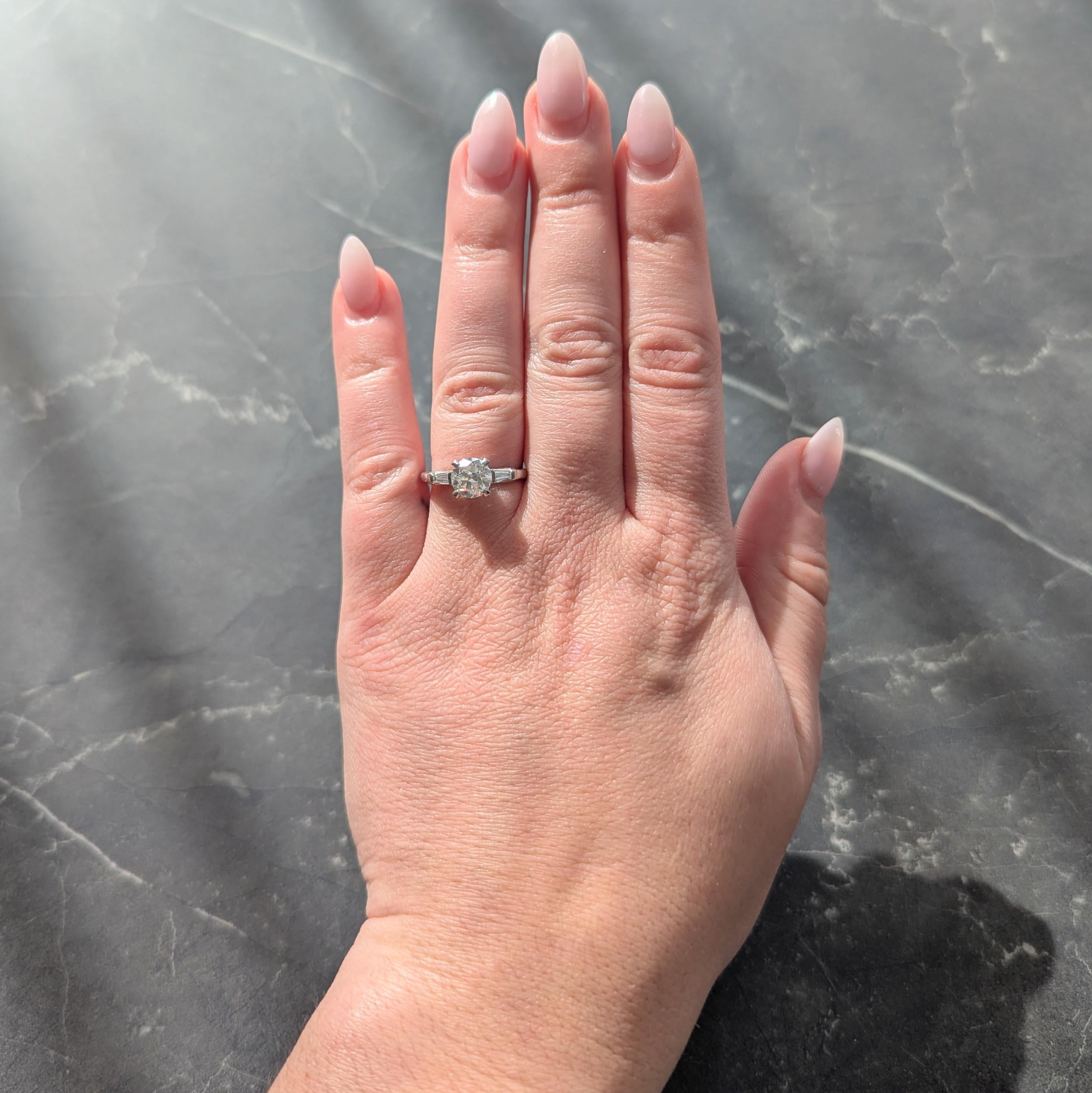 1950's 1.50 CTW Transitional Cut Diamond Platinum Vintage Engagement Ring GIA