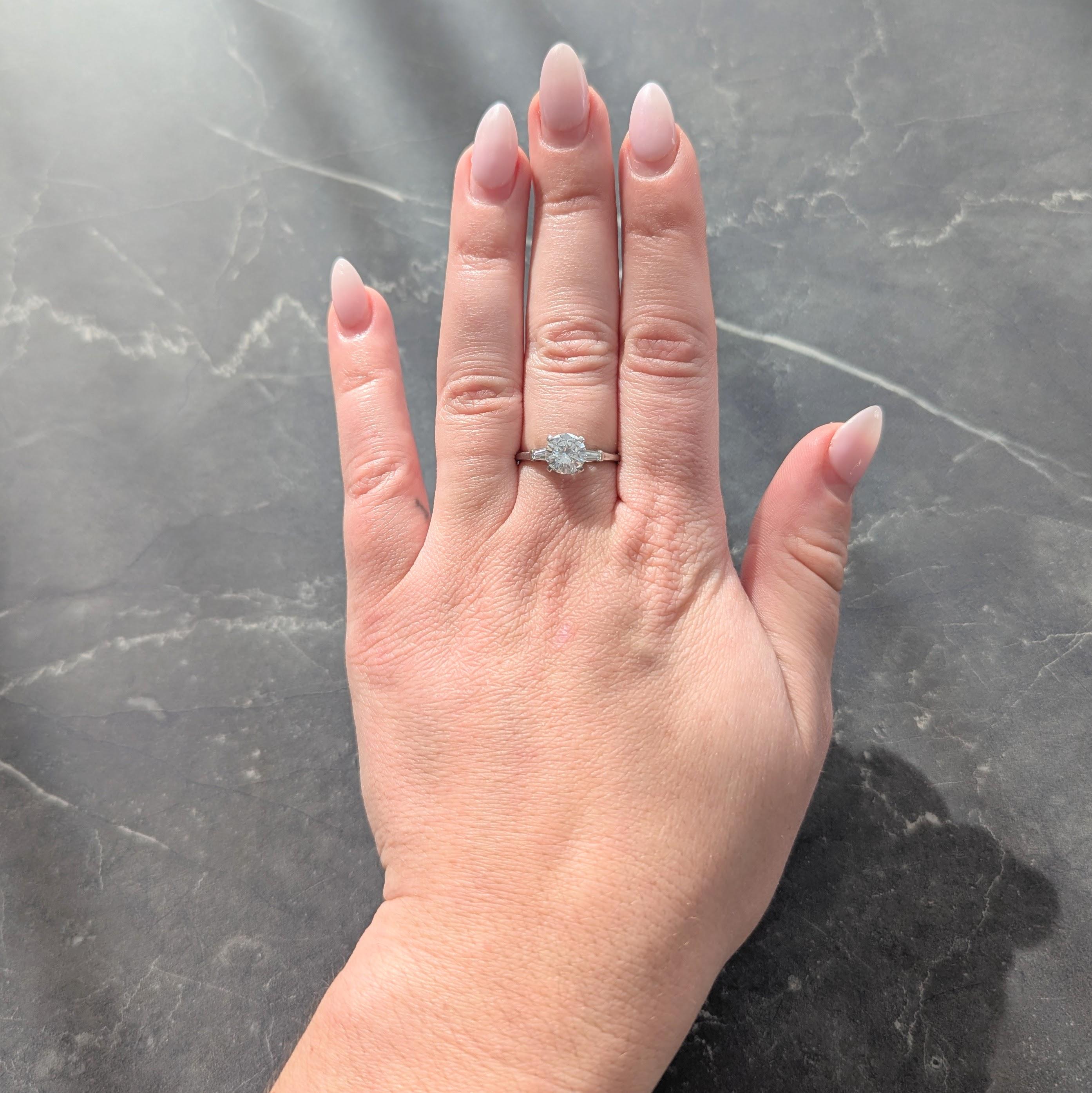 Mid-Century 1.57 CTW Diamond Platinum Vintage Engagement Ring GIA