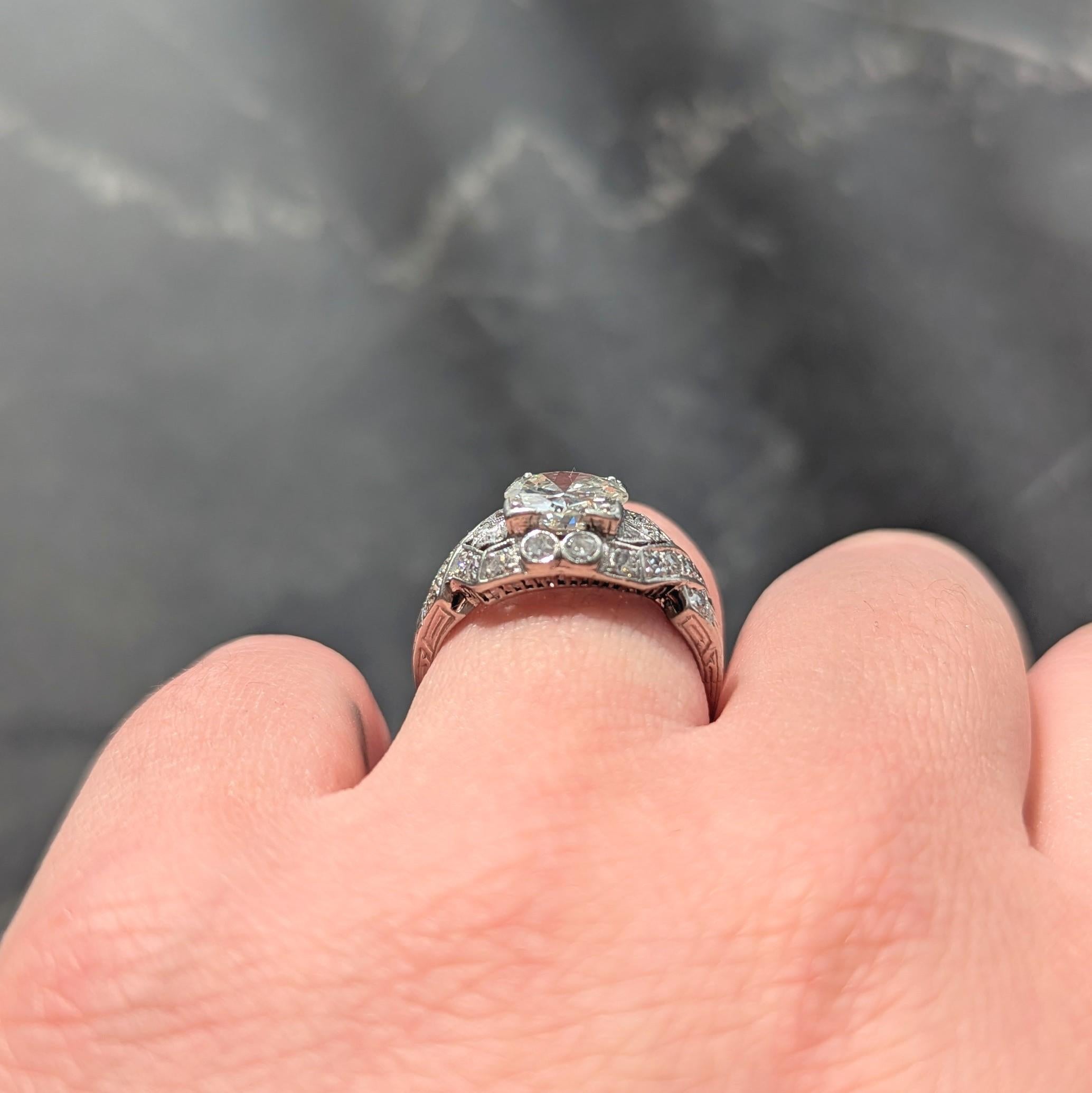 Art Deco 2.05 CTW Diamond Platinum Lily-Of-The Valley Vintage Engagement Ring