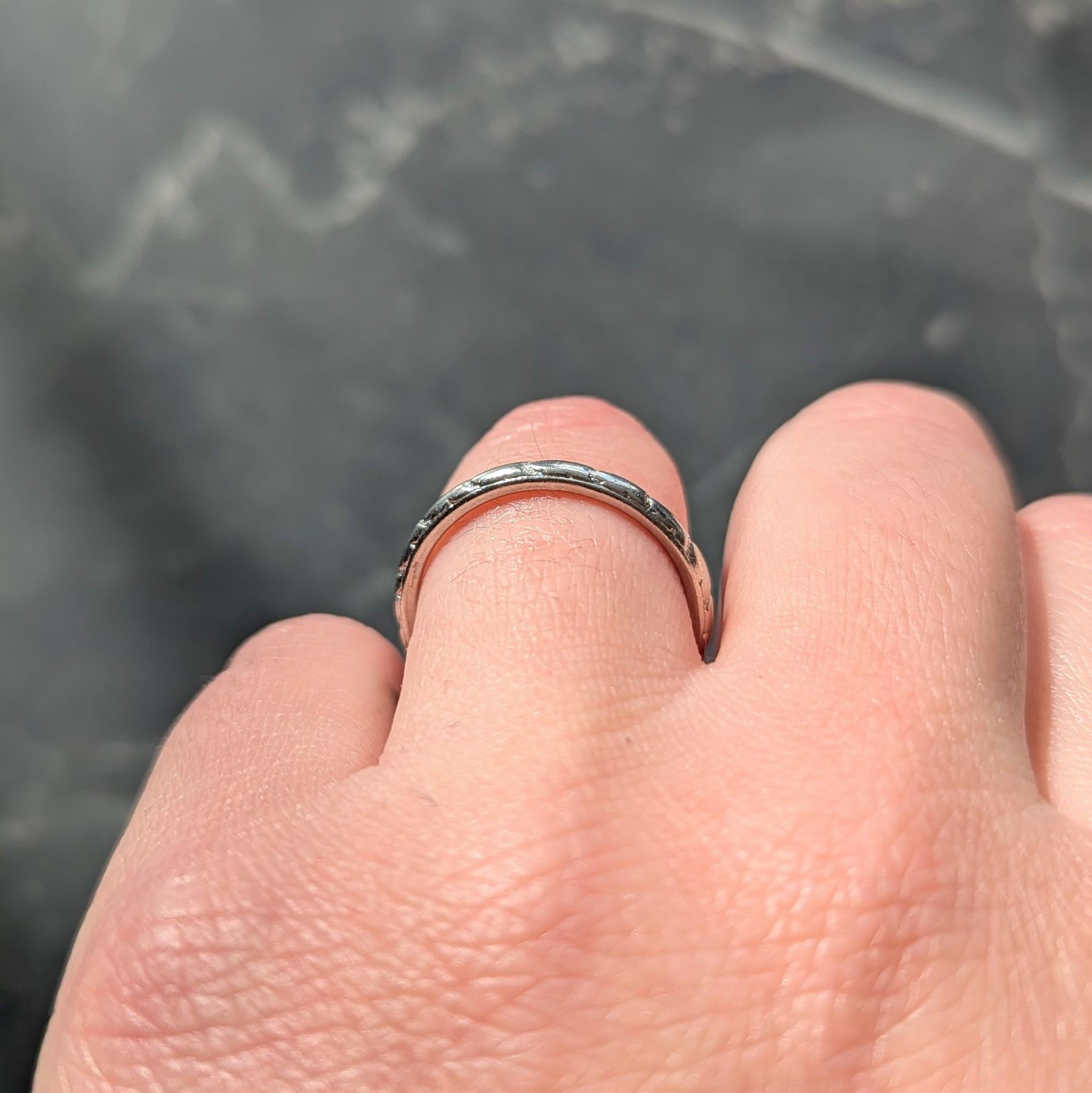 1920 Art Deco Platinum Foliate Antique Wedding Band Ring
