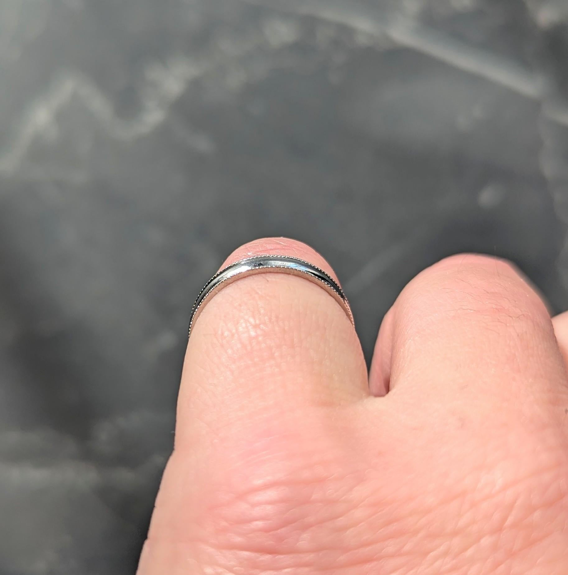 Retro Platinum Vintage Milgrain Wedding Band Ring