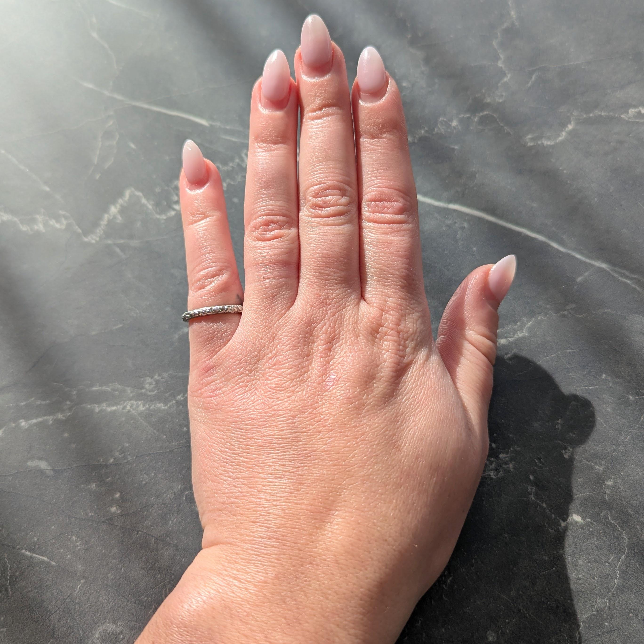 1914 Platinum Antique Edwardian Orange Blossom Wedding Band Ring