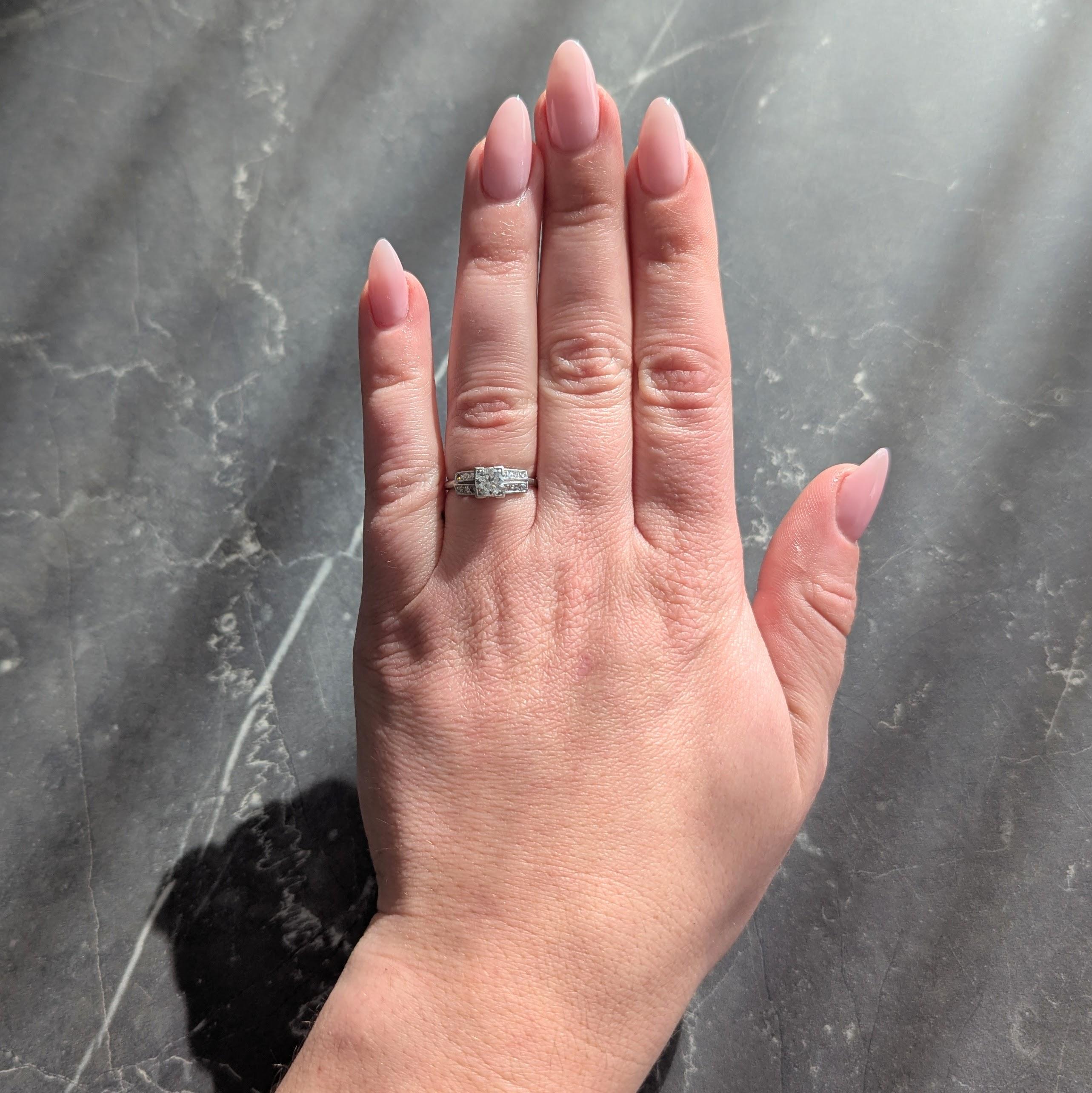 Art Deco 1935 0.65 CTW Old European Diamond Platinum Vintage Engagement Ring