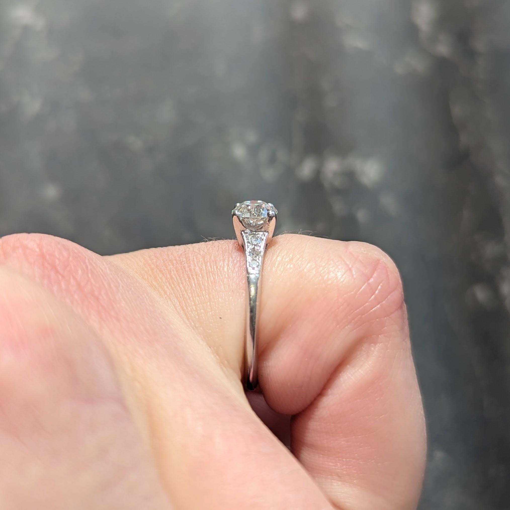 Mid-Century 0.78 CTW Diamond Platinum Vintage Seven Stone Engagement Ring
