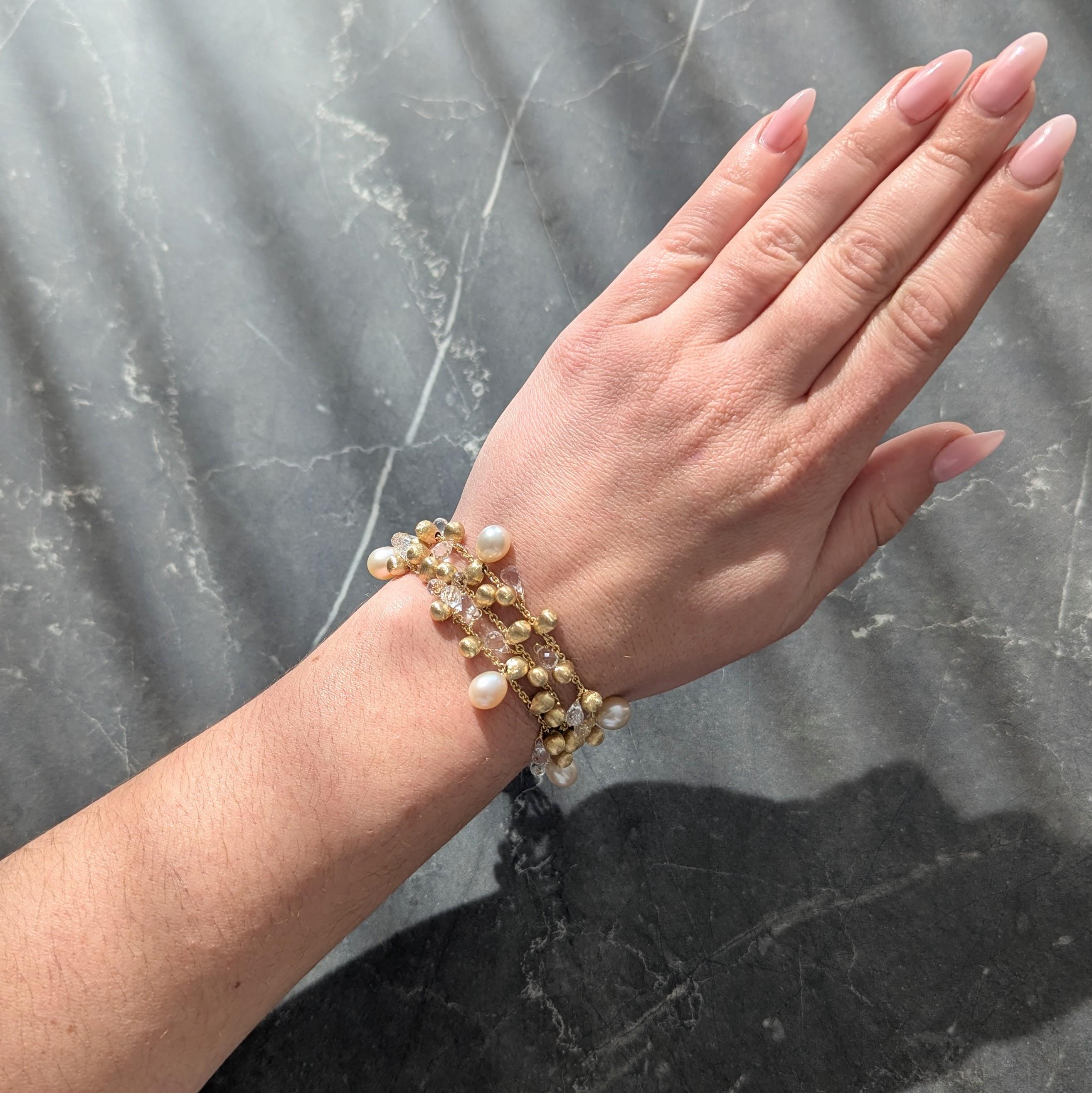 Marco Bicego 18 Karat Yellow Gold Pearl Quartz Multi-Strand Bracelet