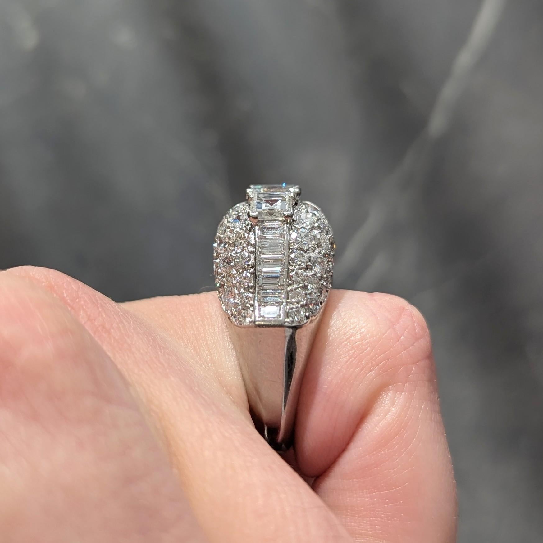 Cartier Paris Art Deco Diamond Platinum Vintage 1930's French Bombé Ring