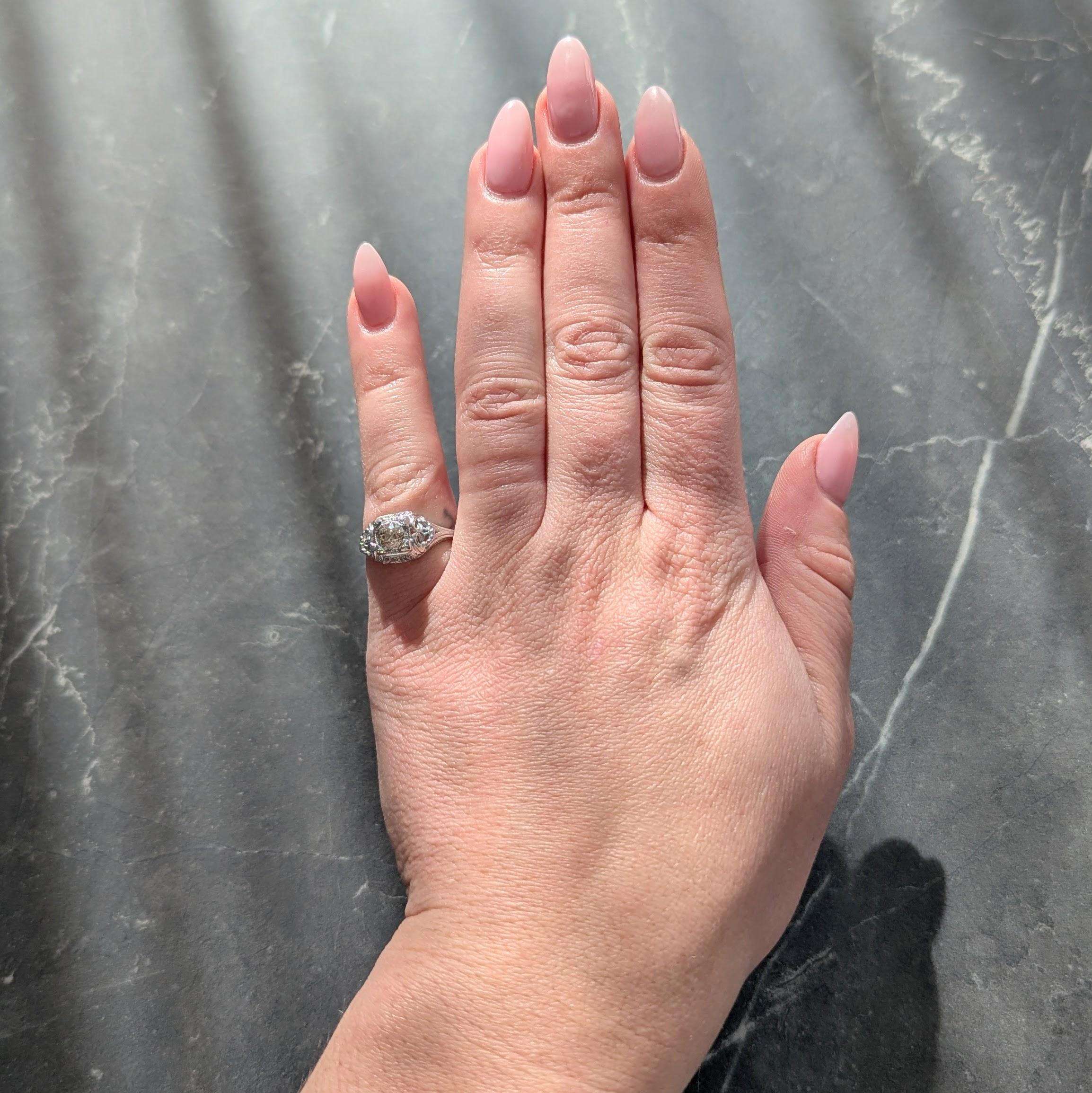 Art Deco 0.42 CTW Fancy Brown-Yellow Diamond 18K Gold Vintage Engagement Ring