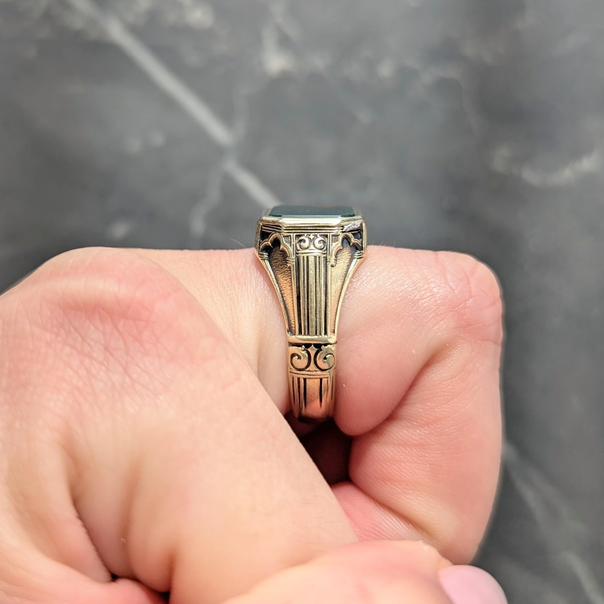 Larter & Sons Victorian Bloodstone 14K Gold Antique Gothic Signet Ring