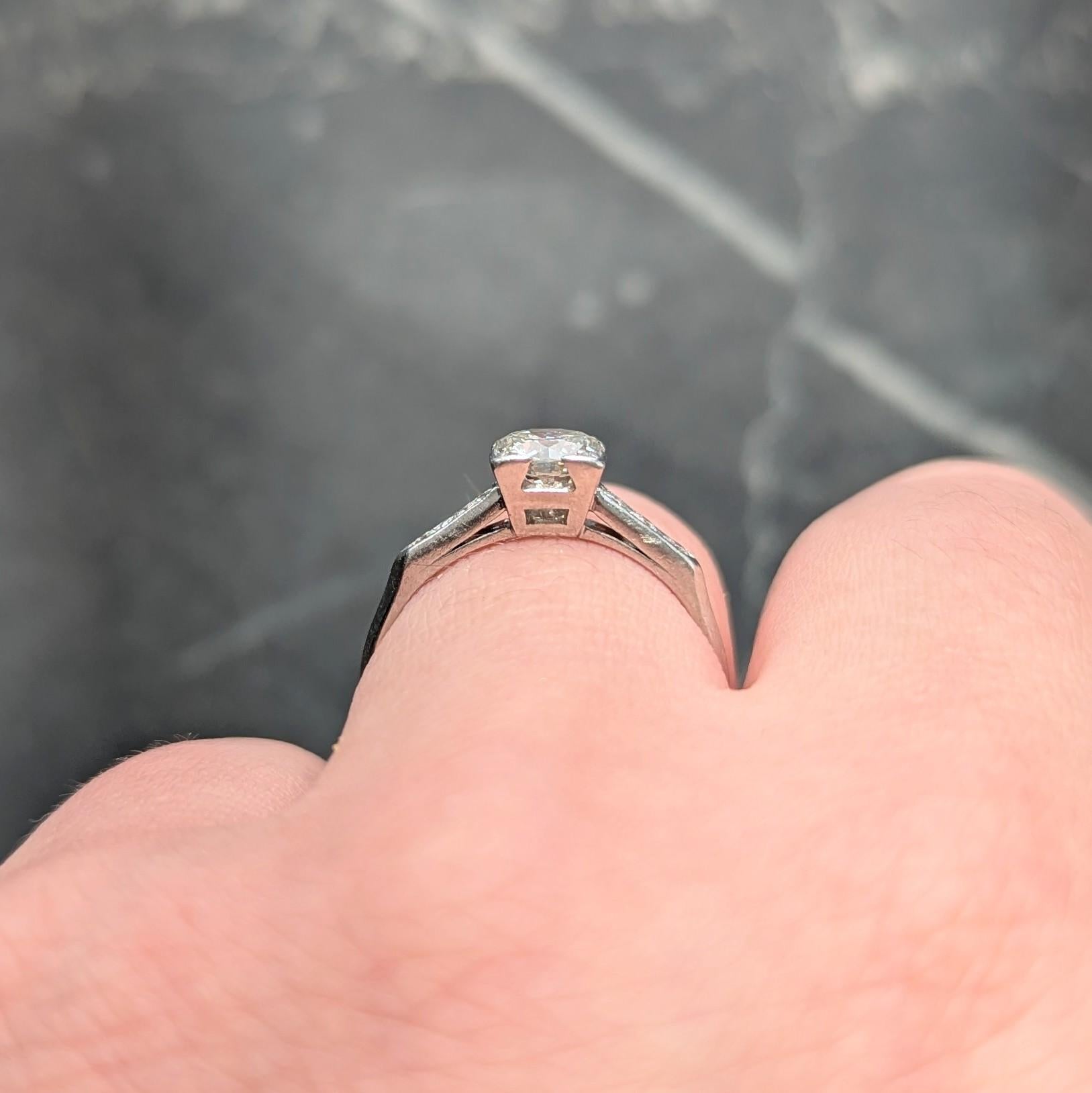 Mid-Century 0.84 CTW Transitional Diamond Platinum Vintage Engagement Ring