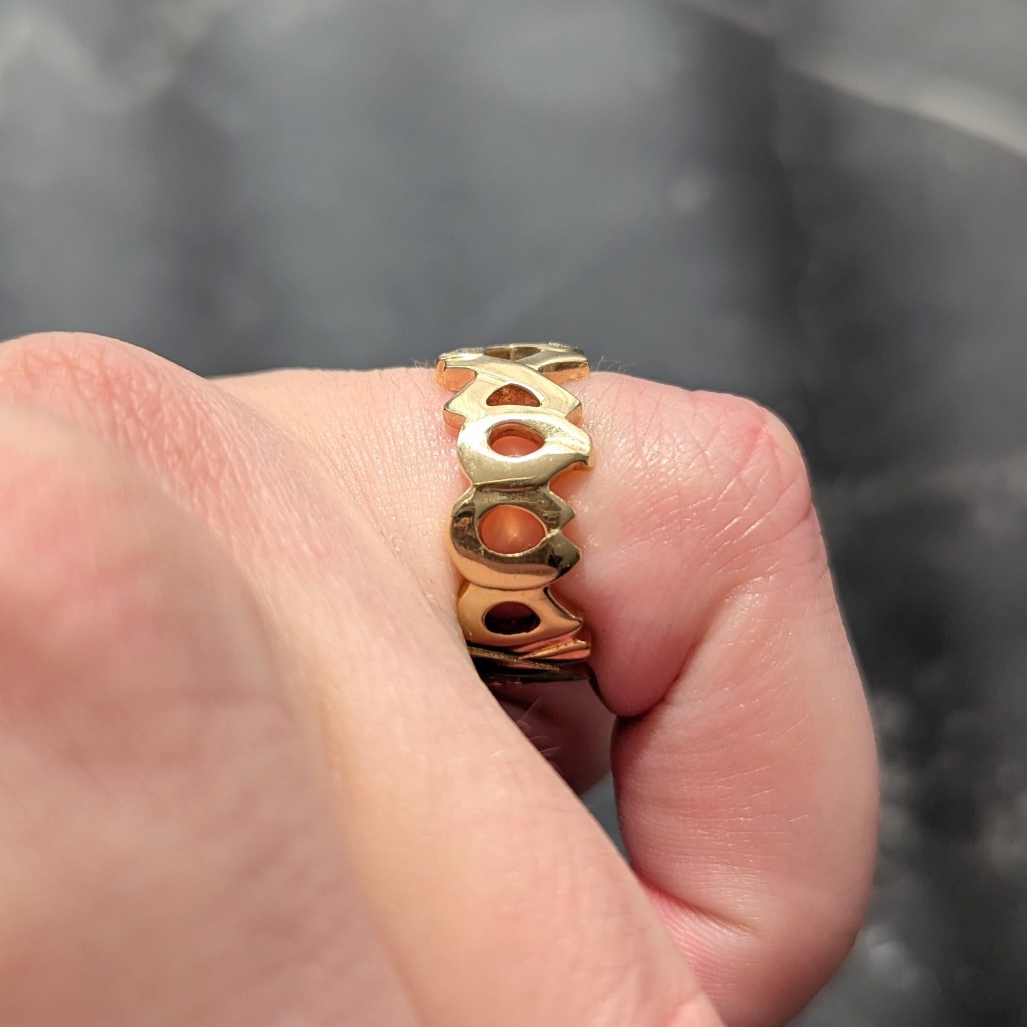 Tiffany & Co. Paloma Picasso 1980's Diamond 18 K Vintage Graffiti XO Band Ring