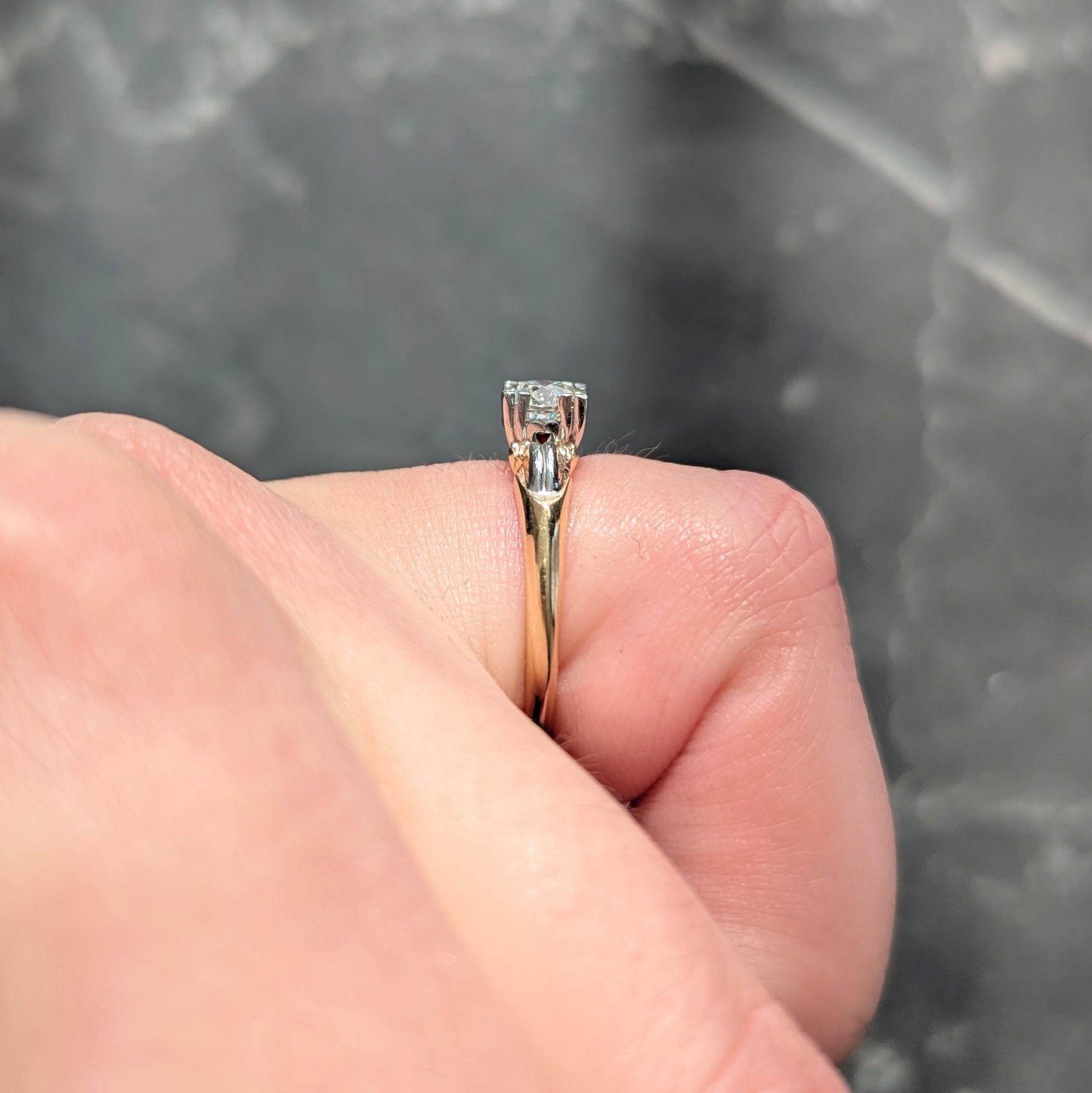 Retro 0.43 CT Diamond 14 Karat Gold Vintage Heart Solitaire Engagement Ring