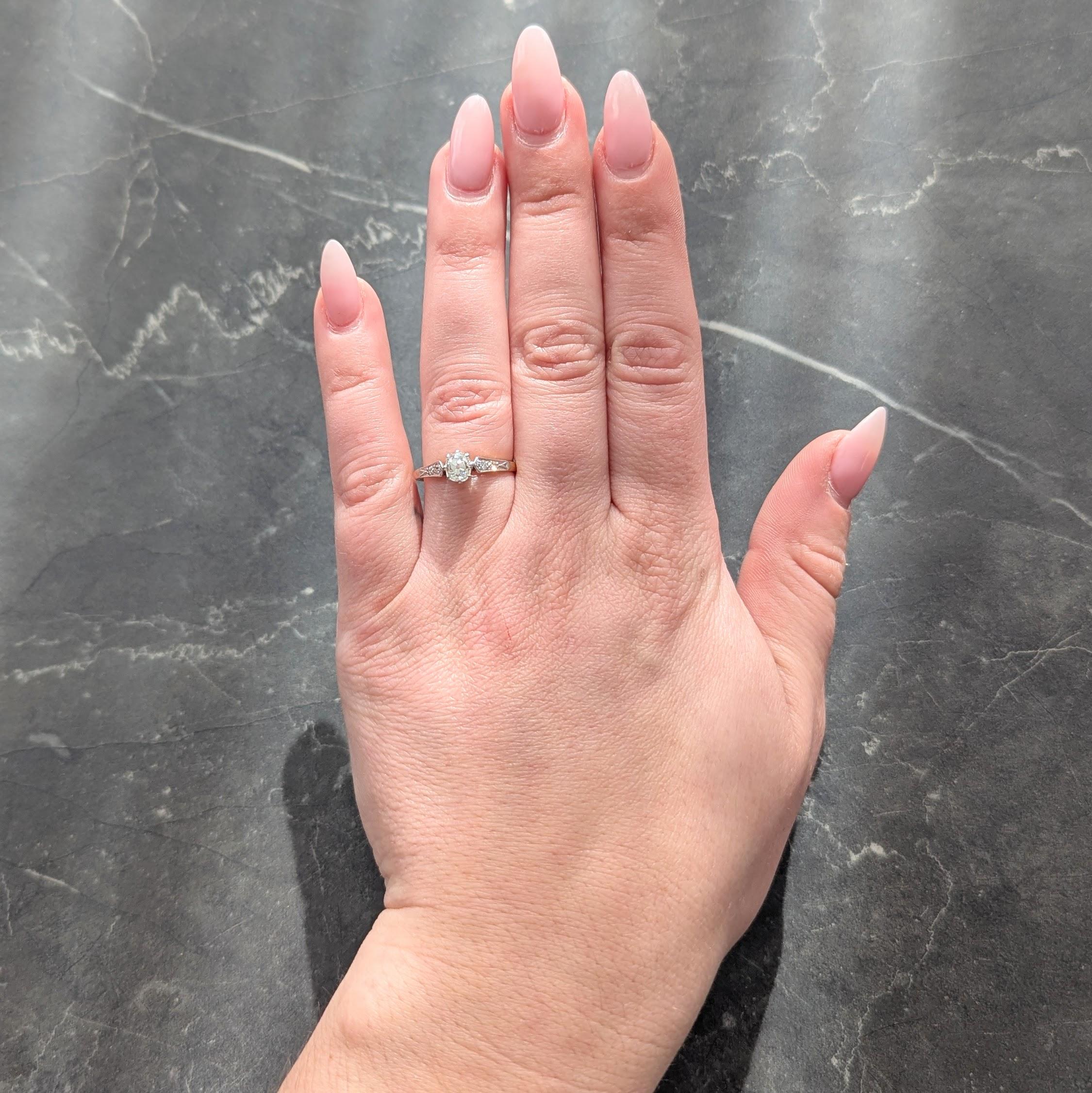 Edwardian 0.62 CTW Old Mine Diamond Platinum 18 K Gold Antique Engagement Ring