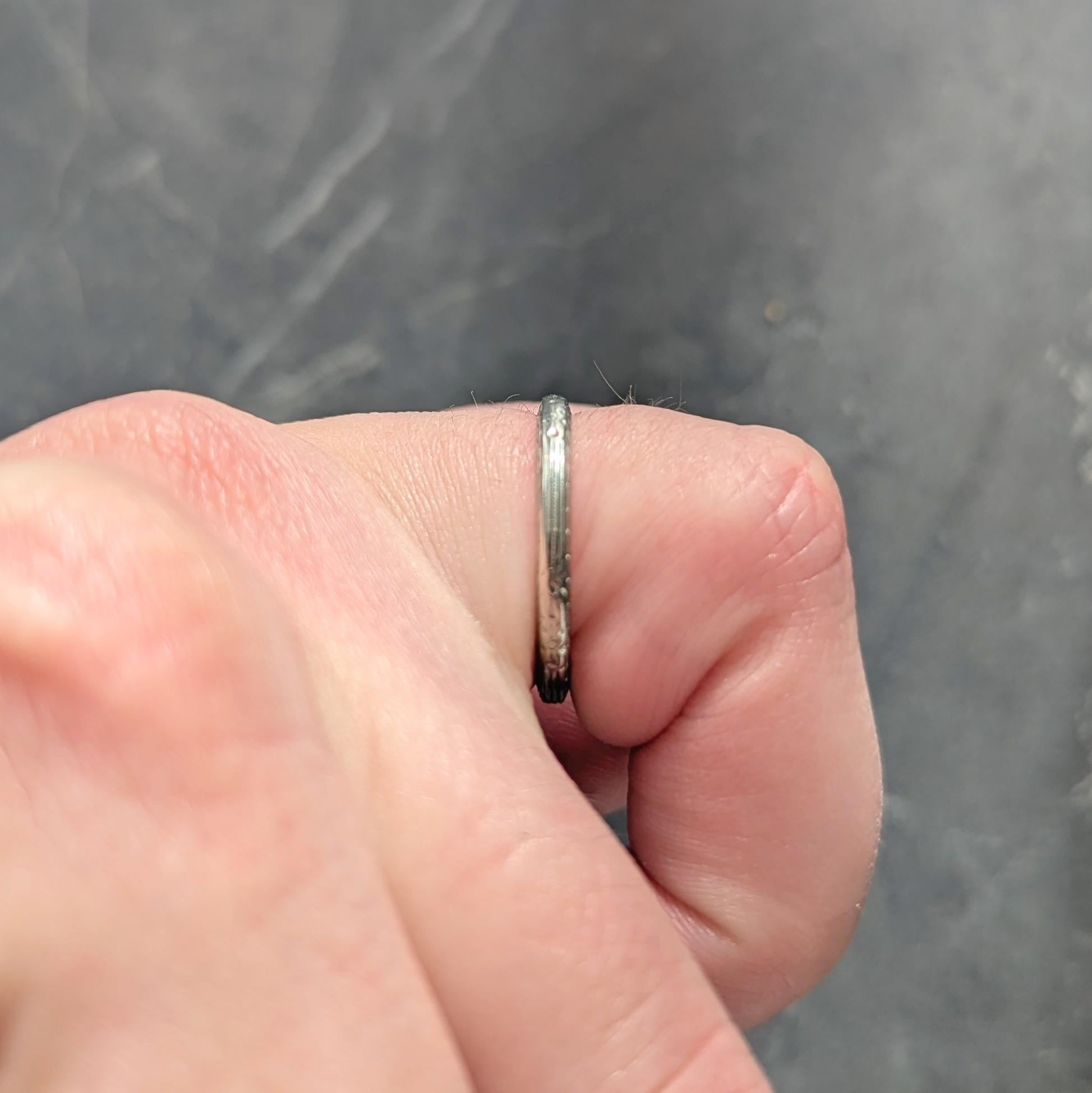 Belais Art Deco 18 Karat White Gold Vintage Wheat Wedding Band Ring