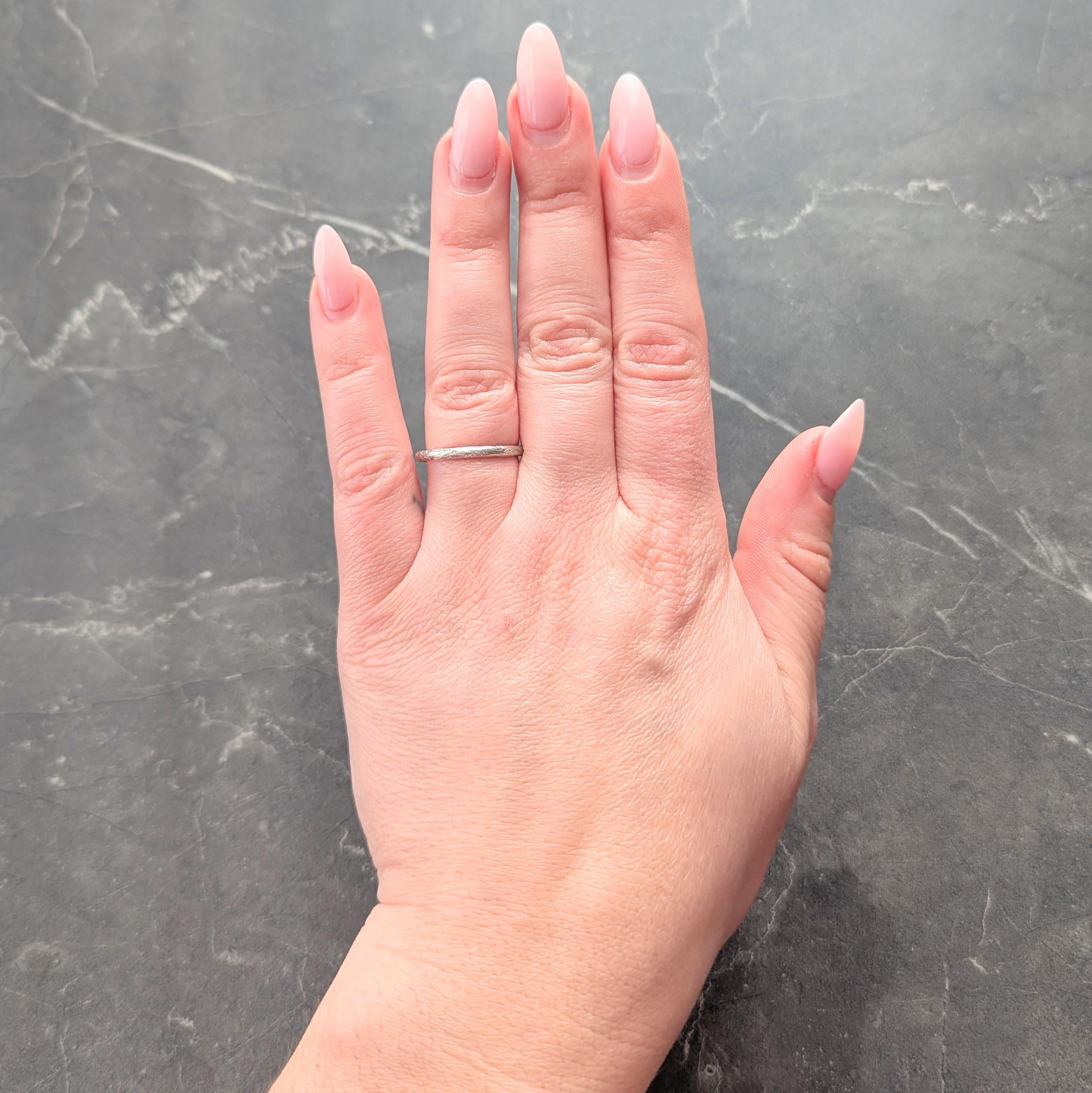 Art Deco Platinum Engraved Floral Lotus Vintage Wedding Band Ring