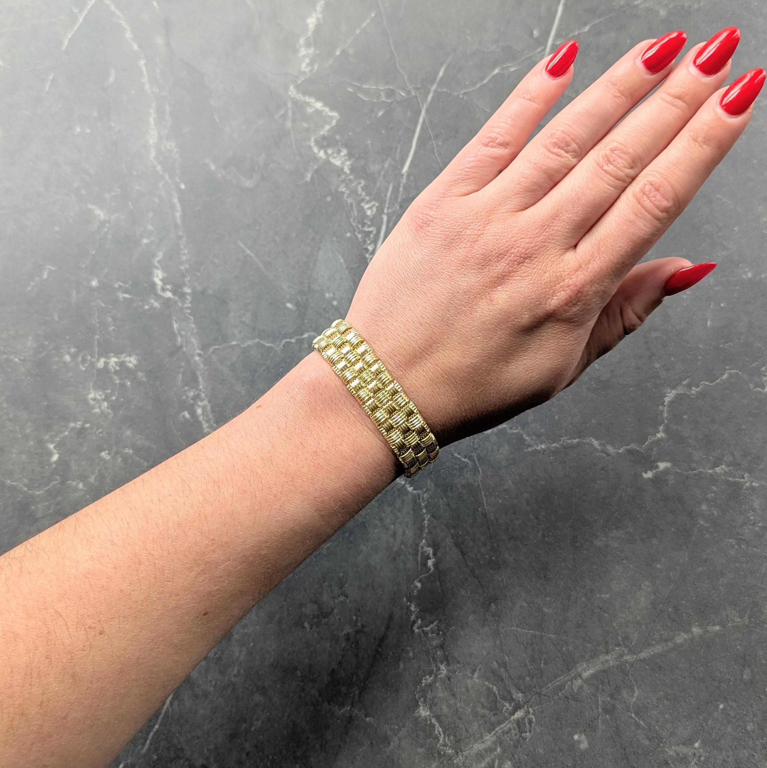 Roberto Coin Diamond 18 Karat Yellow White Gold Appassionata Woven Bracelet