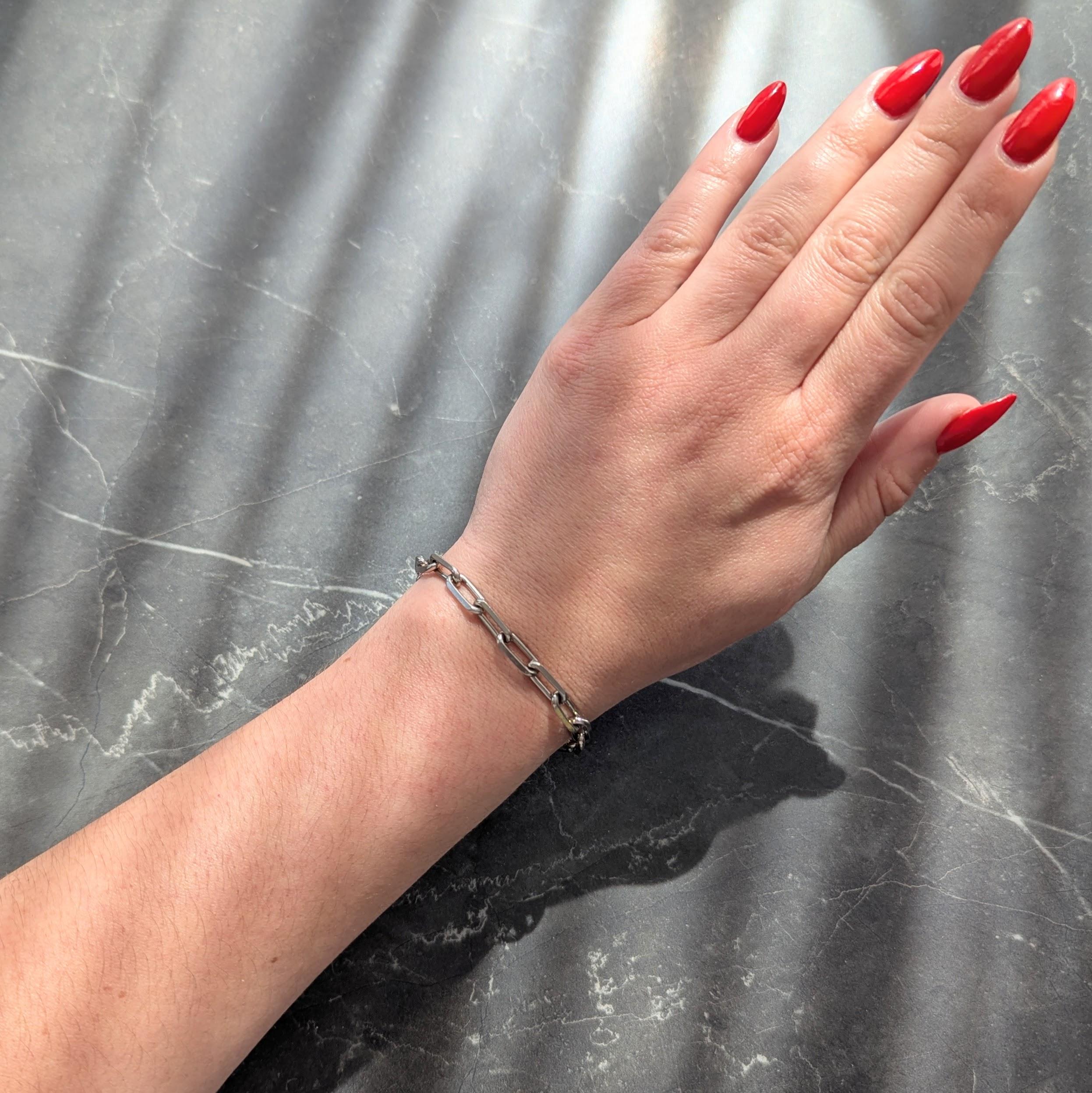 Cartier 2010's 18 Karat White Gold Paperclip Link Unisex Chain Bracelet