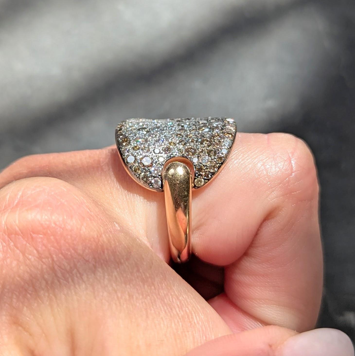 Pomellato 2000's Diamond 18 Karat Two-Tone Gold Contemporary Sabbia Ring
