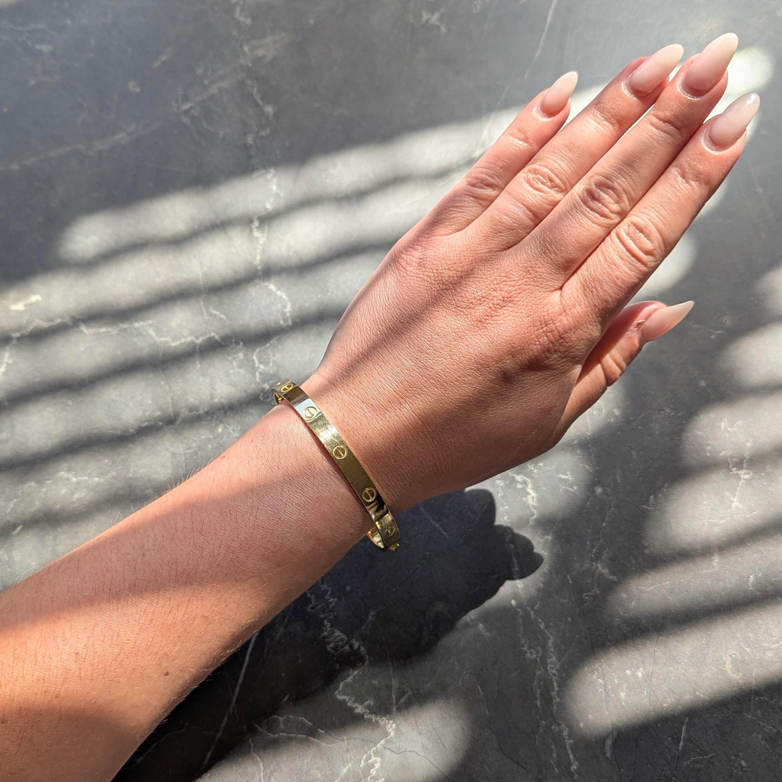 Cartier 1990's 18 Karat Yellow Gold Vintage Love Bangle Size 20 Bracelet