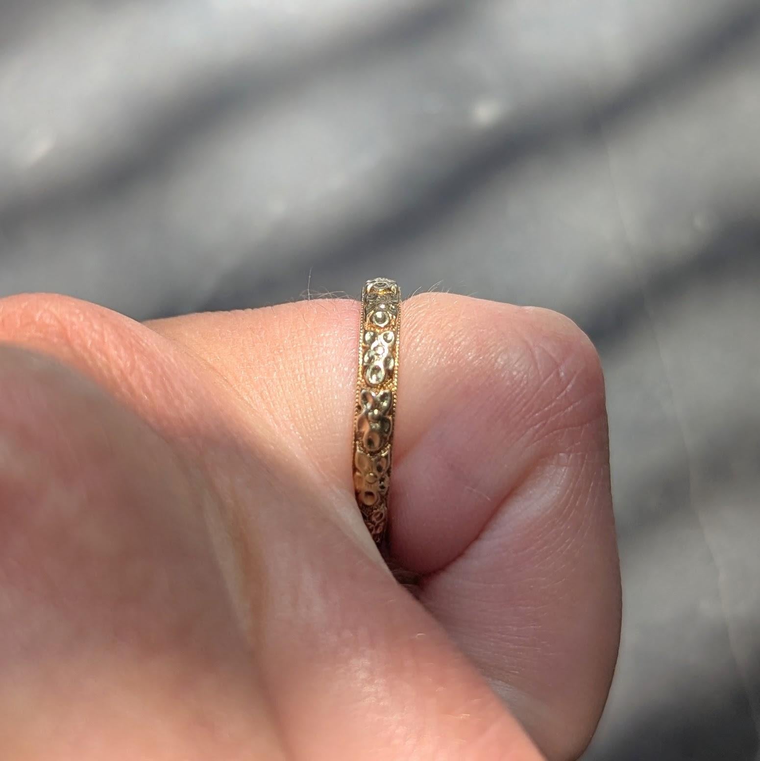 Art Deco 18 Karat Yellow Gold Vintage Orange Blossom Wedding Band Ring