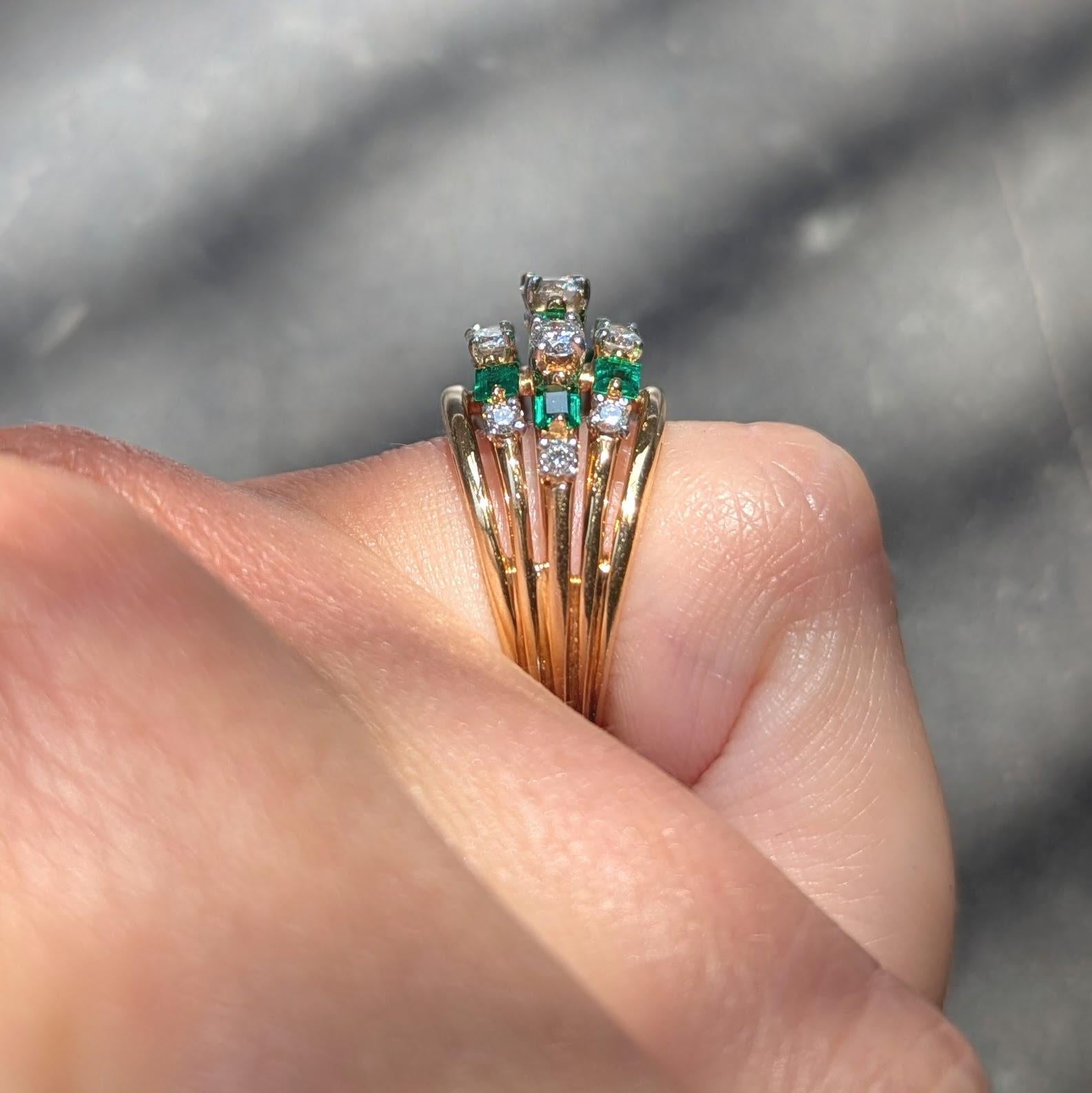 Oscar Heyman 1980 1.80 CTW Emerald Diamond 18K Gold Platinum Vintage Ring
