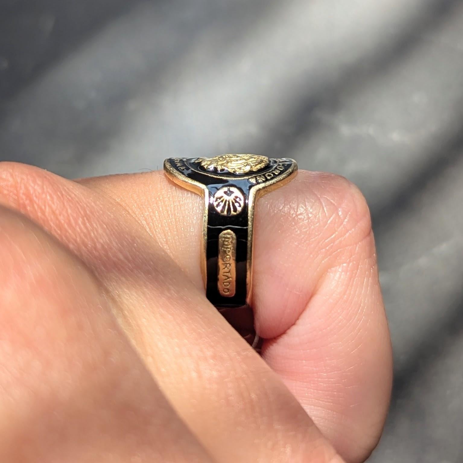 Cartier 1970's Black Enamel 18 Karat Yellow Gold Vintage Unisex Cigar Band Ring