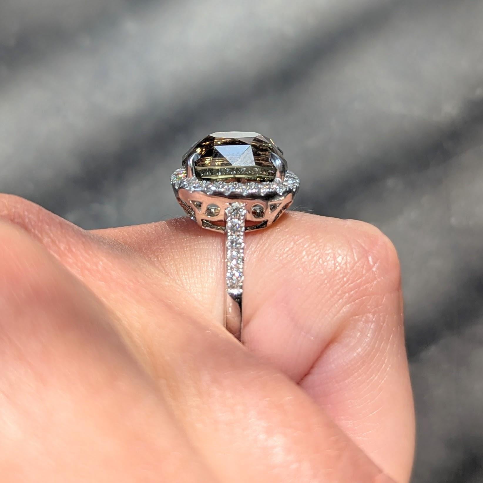 Orianne 2000's 8.65 CTW Alexandrite Diamond 18K White Gold Contemporary Ring