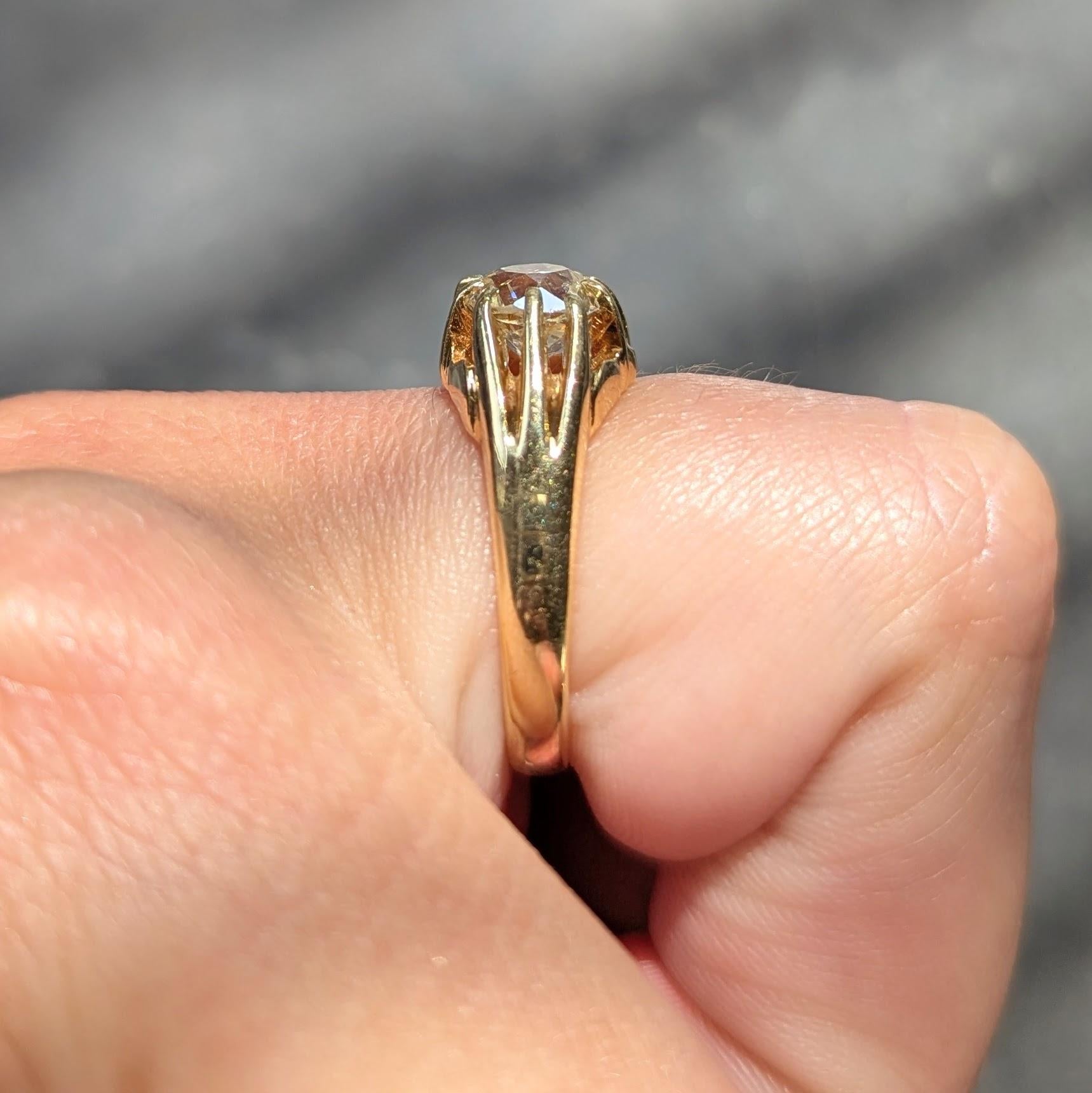 1960's Old Mine Diamond 18 Karat Yellow Gold Vintage Belcher Engagement Ring
