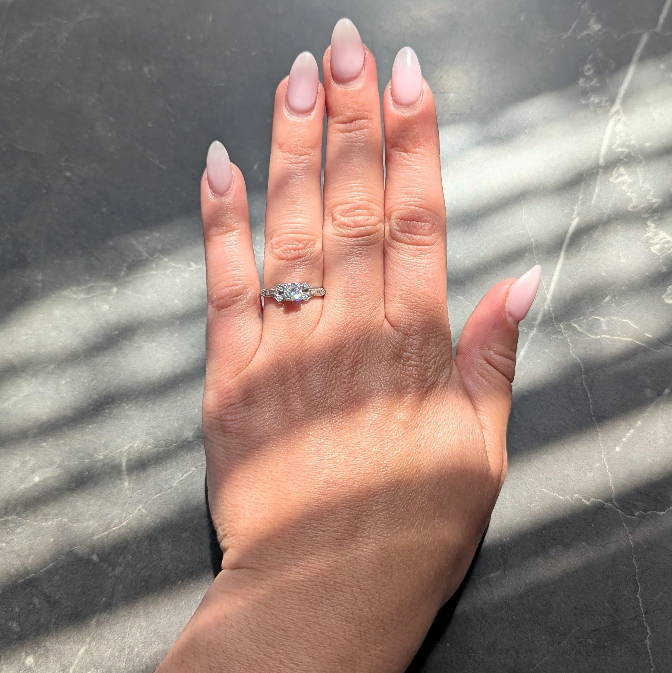 Mid-Century Old European Cut Diamond Platinum Vintage Engagement Ring