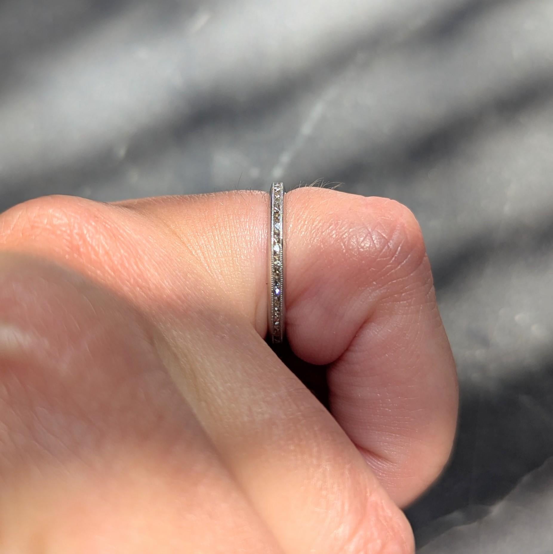 Art Deco 0.45 CTW French Cut Diamond Platinum Vintage Eternity Wedding Band Ring