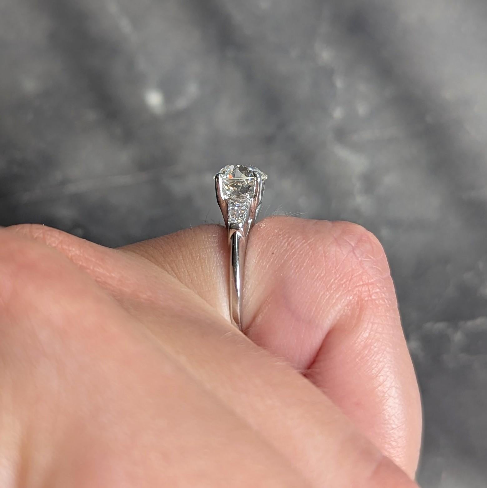Mid-Century 1.81 CTW Old European Diamond Platinum Vintage Engagement Ring GIA
