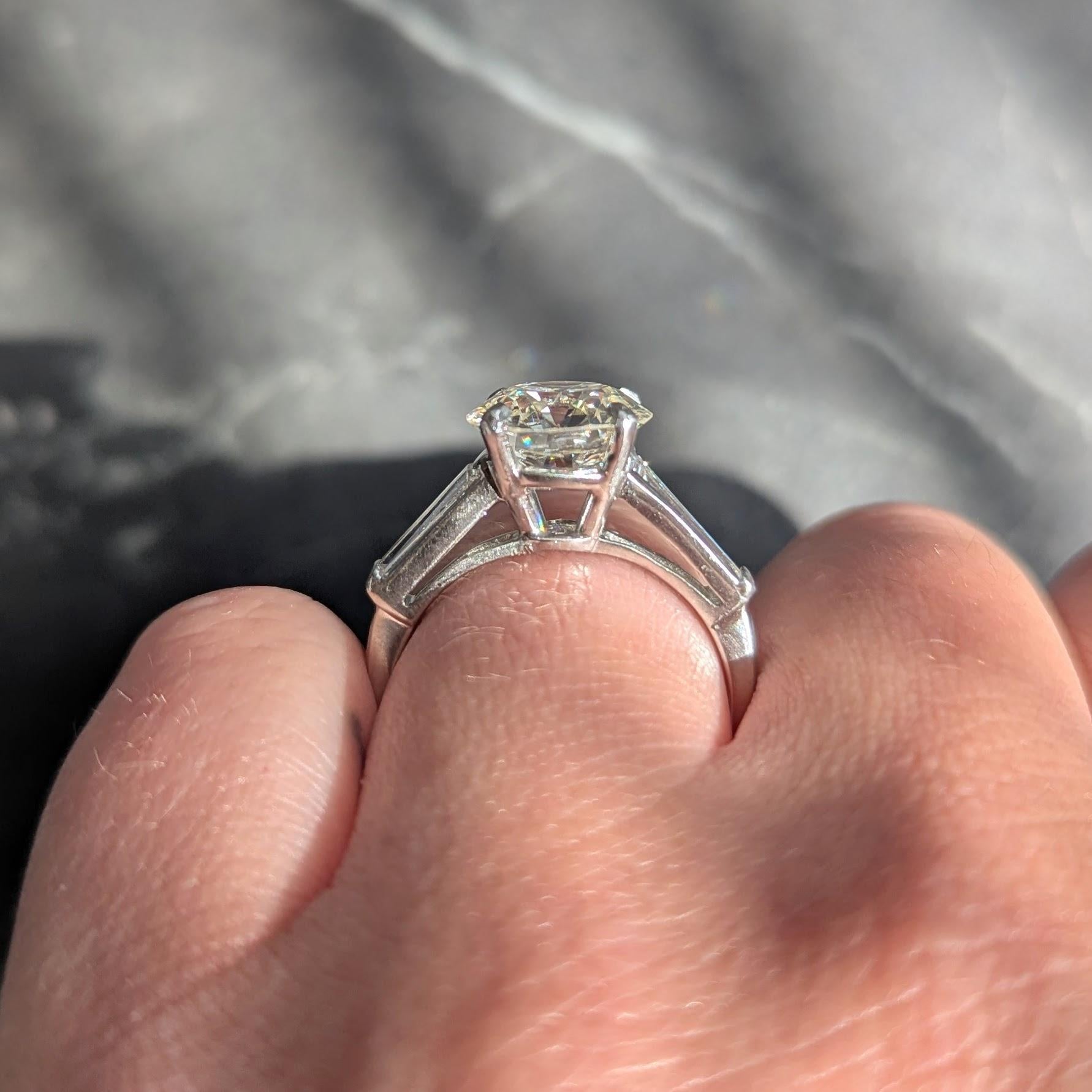 Mid-Century 3.50 CTW Diamond Platinum Vintage Engagement Ring GIA