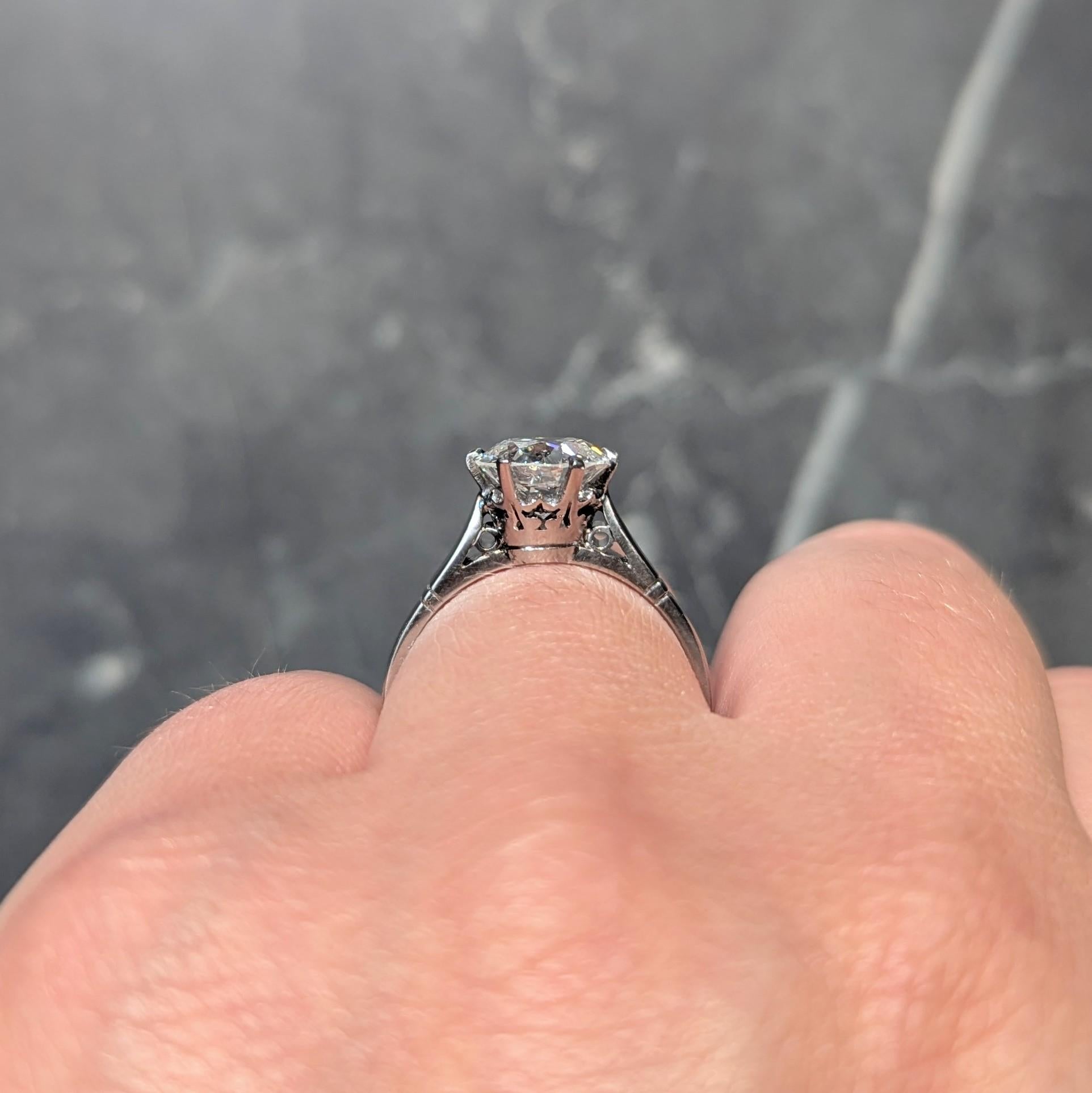 Art Deco Old European Cut Diamond Platinum Vintage Solitaire Engagement GIA