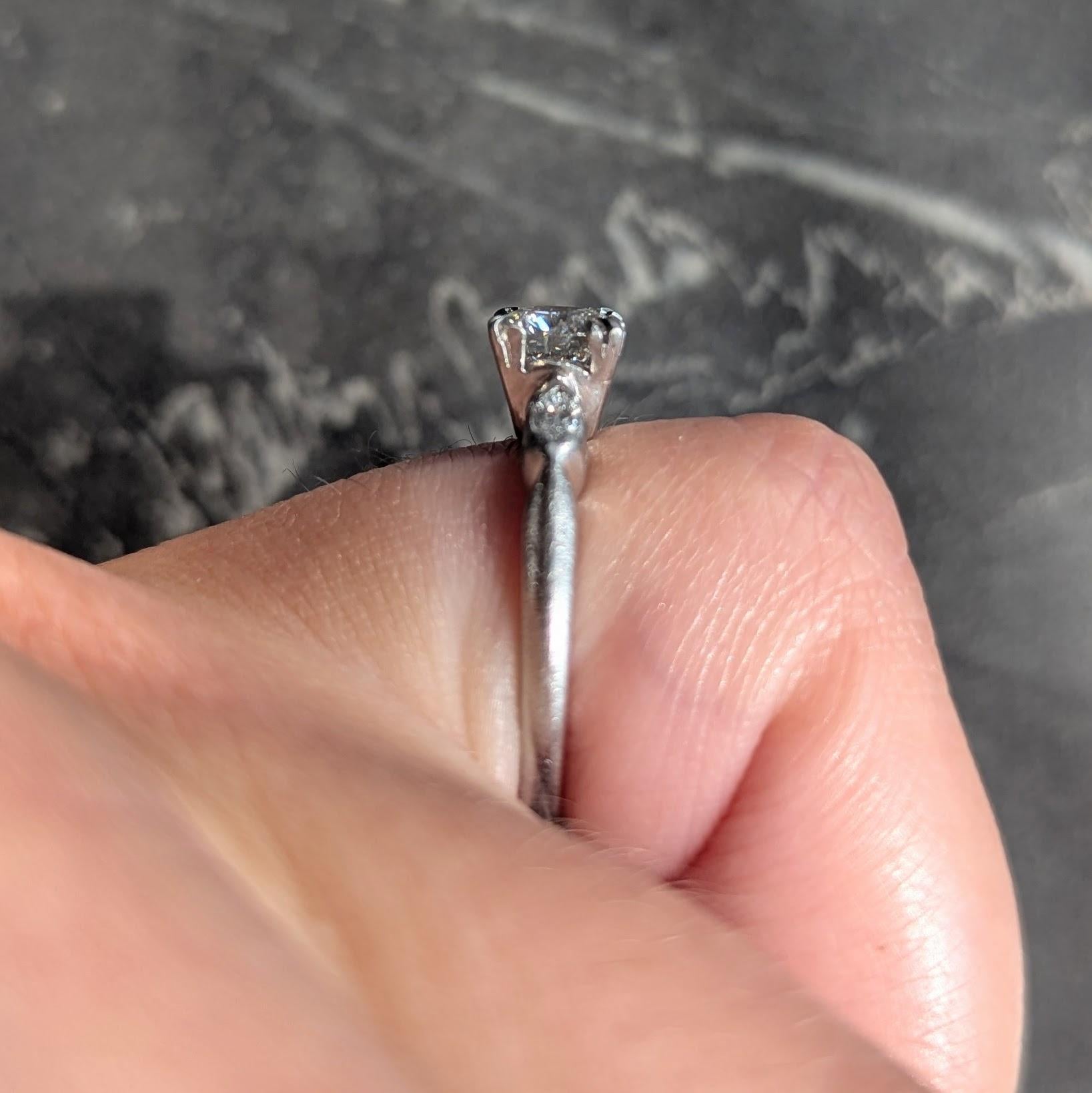 Mid-Century 0.82 CTW Diamond Platinum Marquise Three Stone Engagement Ring GIA