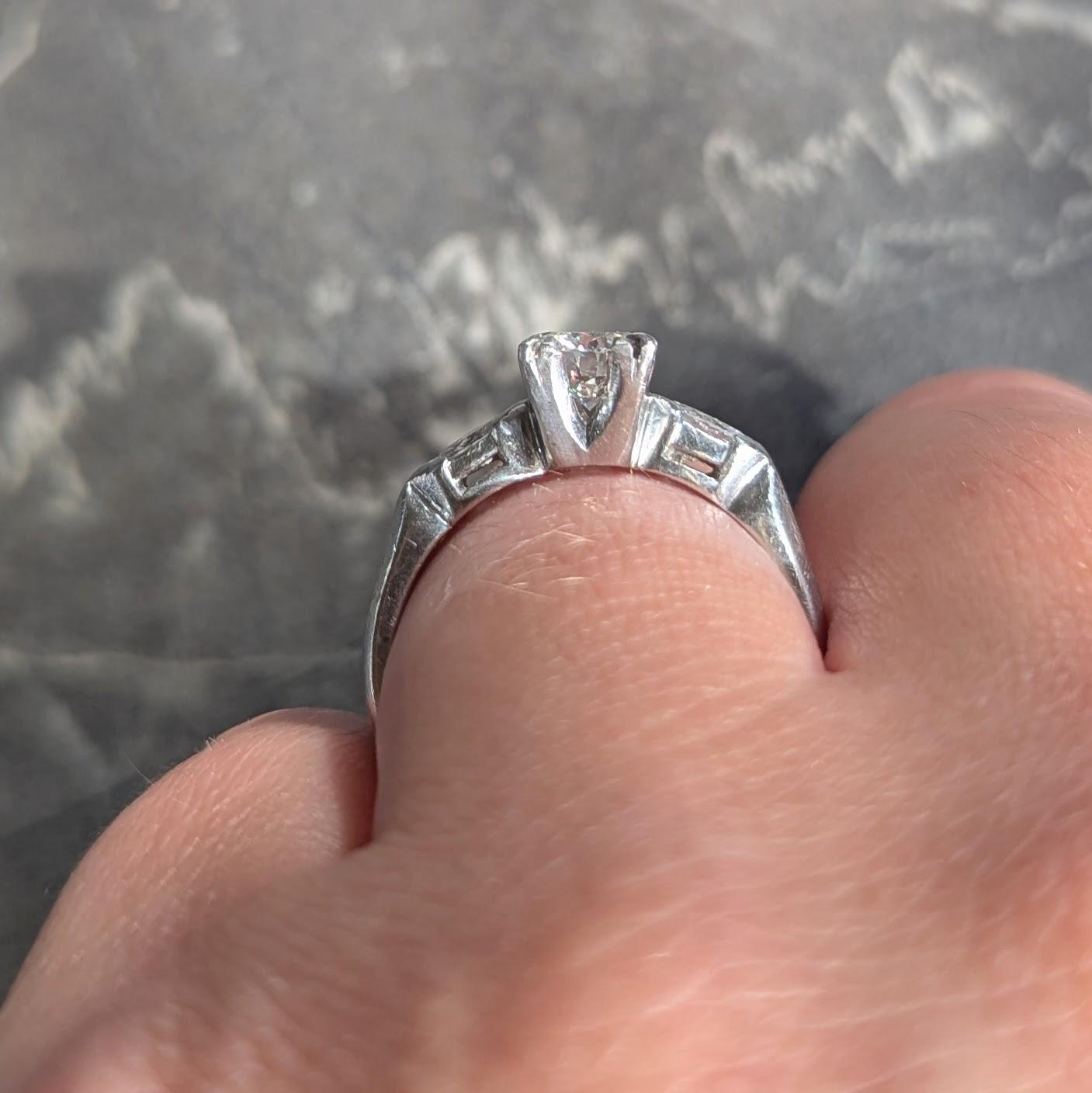 Mid-Century 0.82 CTW Diamond Platinum Marquise Three Stone Engagement Ring GIA
