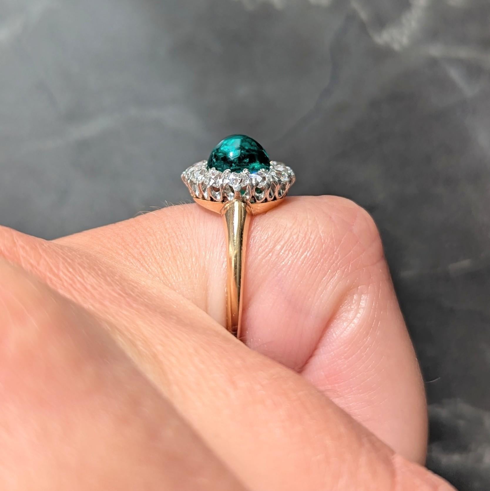 J.E. Caldwell Edwardian Colombian Emerald Diamond Platinum 18K Gold Antique Ring