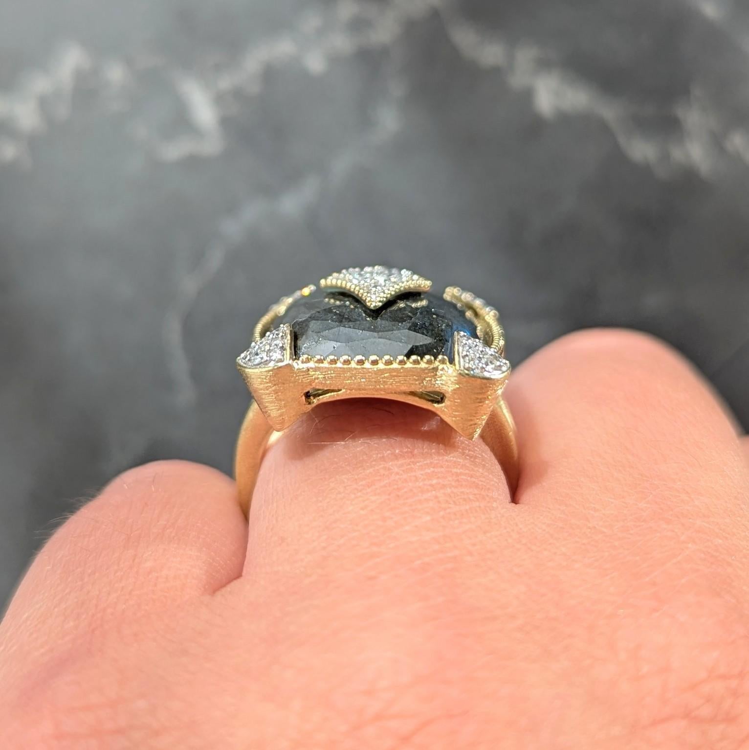 Jude Frances 2010's Labradorite Diamond 18 Karat Two-Tone Gold Cocktail Ring