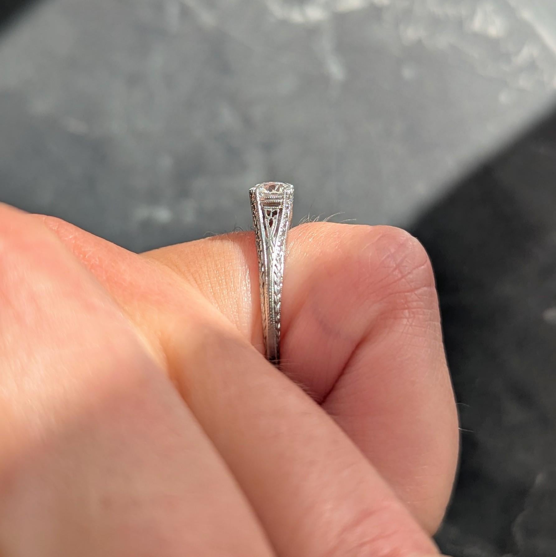 Art Deco 0.47 CT Diamond Platinum Vintage Orange Blossom Engagement Ring