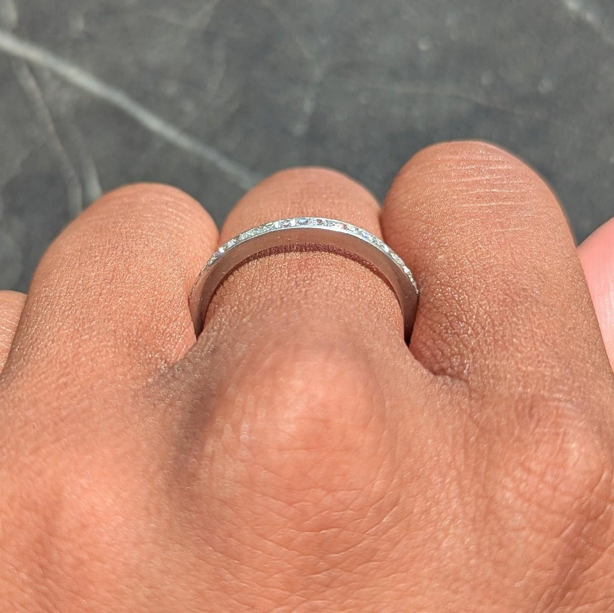 Art Deco 1.38 CTW Diamond Platinum Vintage French Cut Eternity Wedding Band Ring