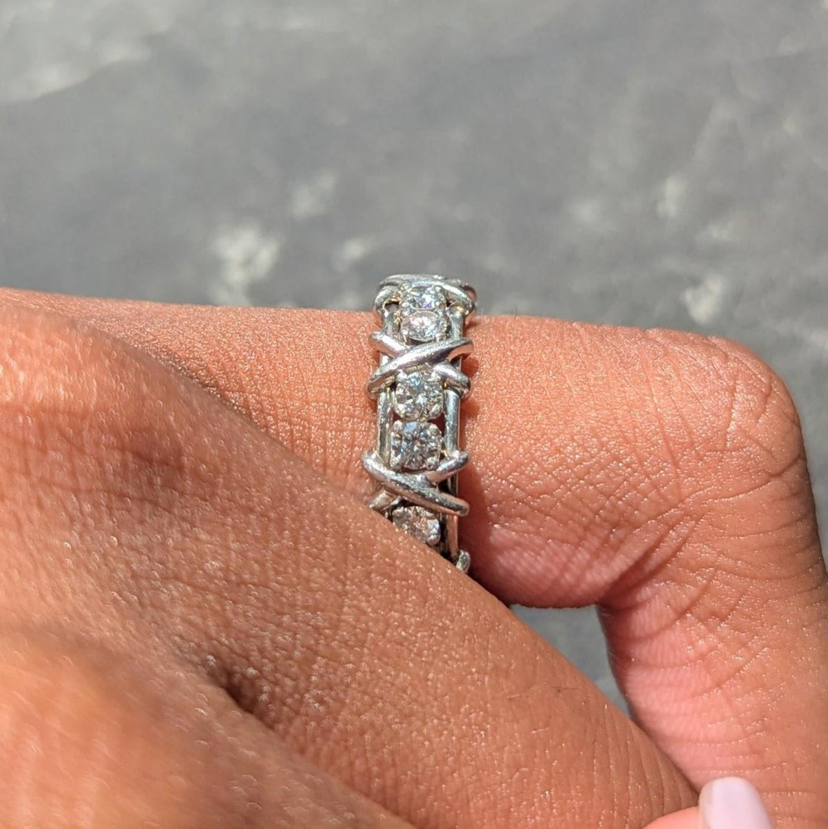 Tiffany & Co. Schlumberger  Diamond Platinum Vintage Sixteen Stone Band Ring