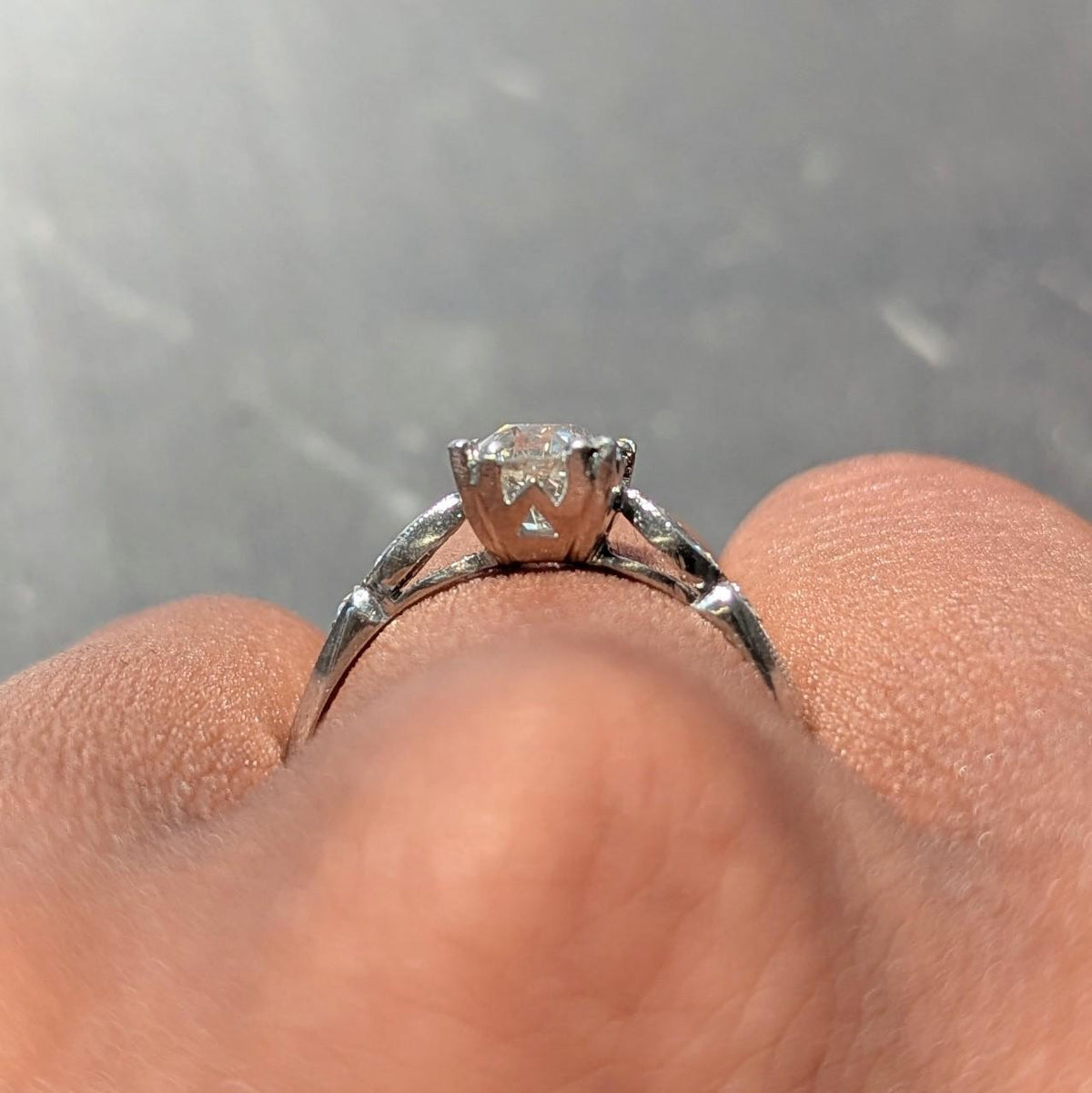Bristol Co. Retro 1.27 CTW Old European Diamond Platinum Vintage Engagement Ring