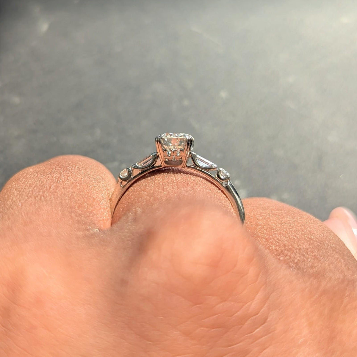 Mid-Century 0.85 CTW Transitional Cut Diamond Platinum Vintage Engagement Ring
