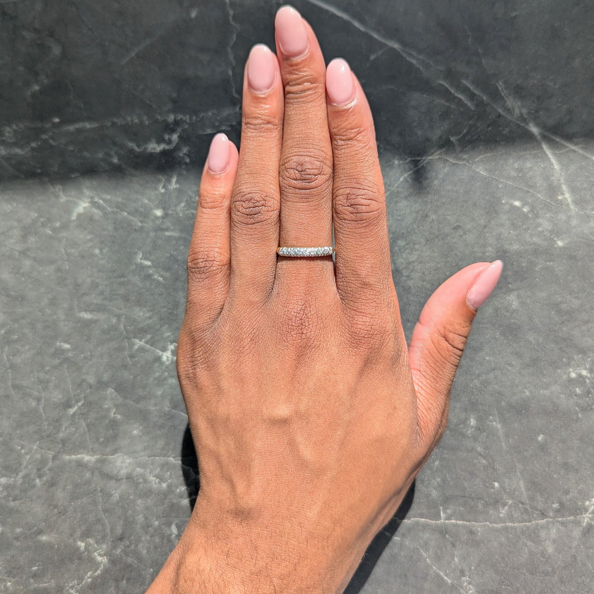 Mid-Century Diamond 14K Yellow Gold Platinum Vintage Fishtail Wedding Band Ring