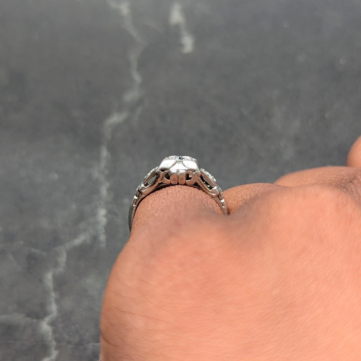 Bailey Banks & Biddle Art Deco 0.50 CTW Diamond Platinum Vintage Engagement Ring