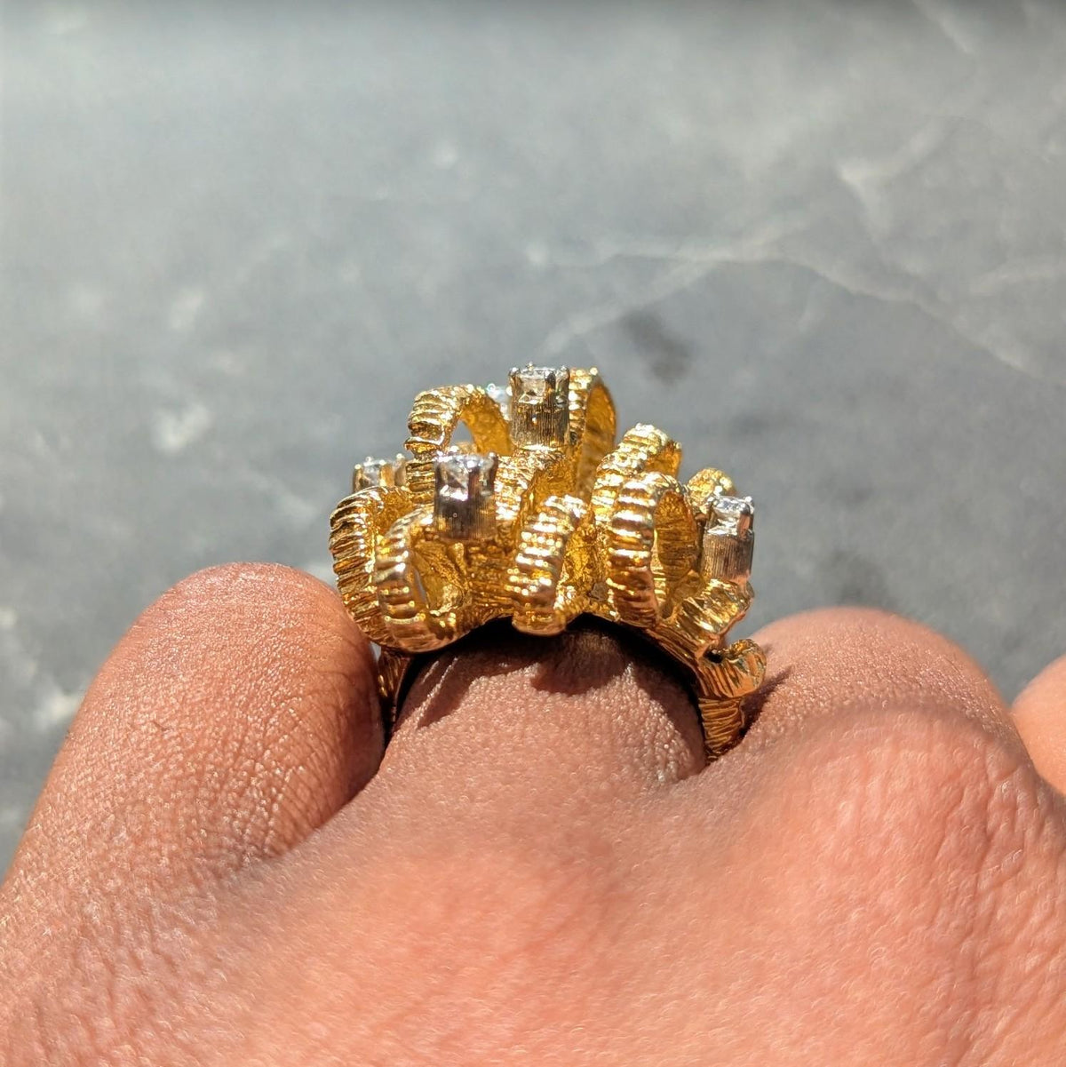 Buccellati 1960's Diamond 18 Karat Two-Tone Gold Vintage Ribbon Ring